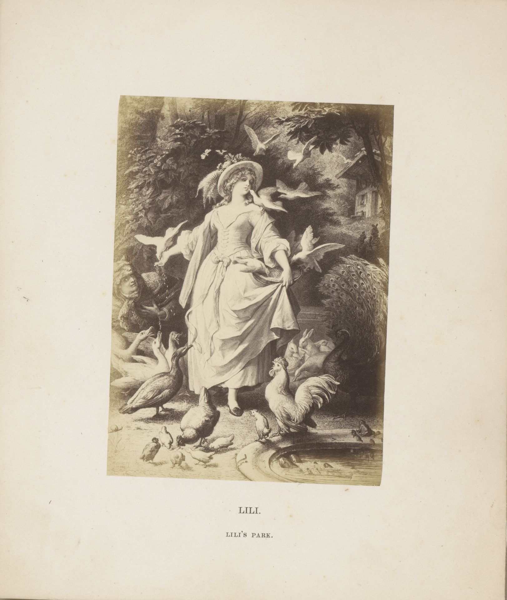 Fotoreproductie van een tekening van Lili uit Goethe's Lili's Park door Wilhelm von Kaulbach by Anonymous