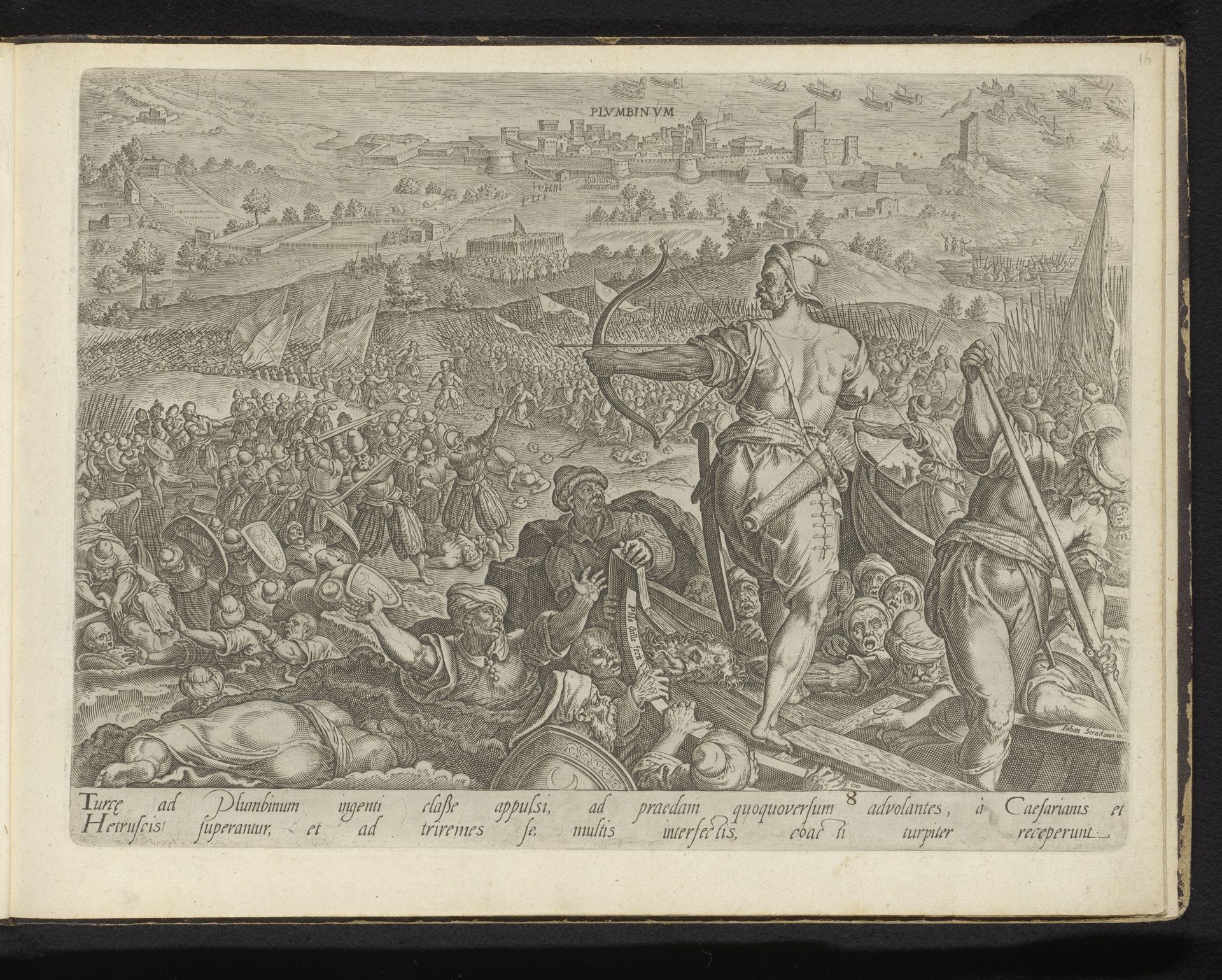 Nederlaag van de Turken bij Piombino by Philips Galle
