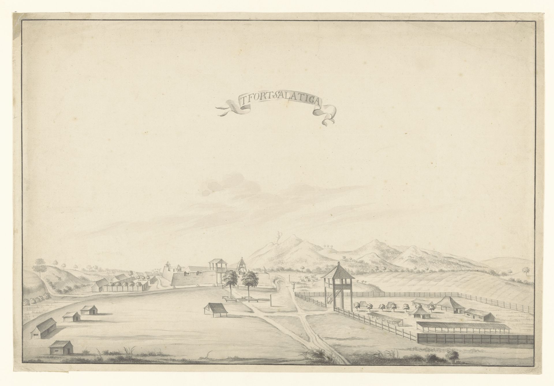 Gezicht op het fort Salatiga by A. de Nelly