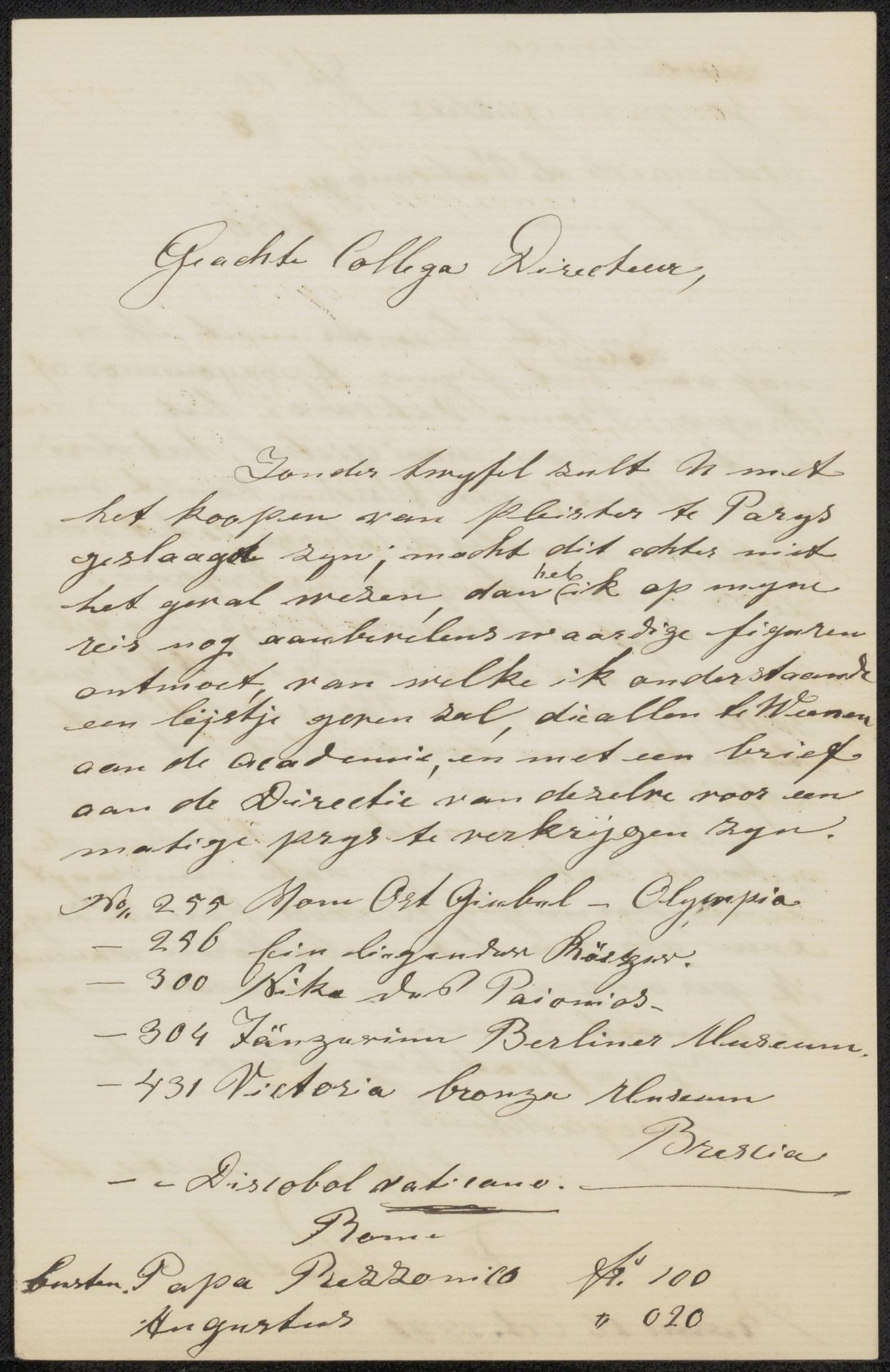Brief aan August Allebé by Frans Stracké