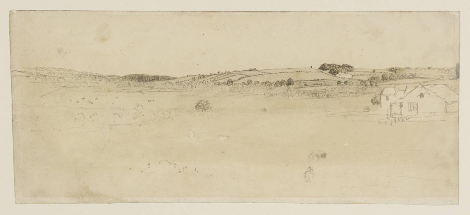 Coast Scene: Open Landscape, Houses to Right by Thomas Stothard
