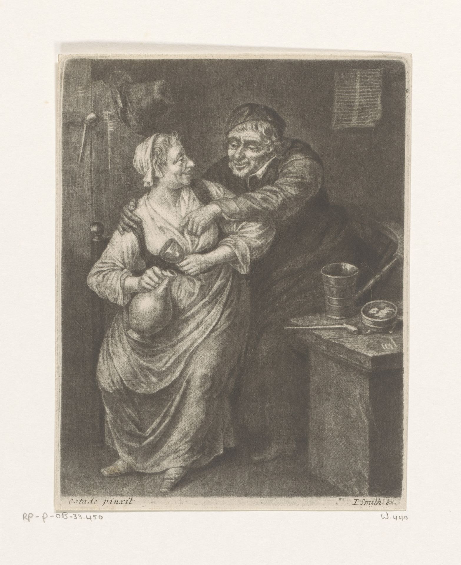 Herberginterieur met drinkende man en vrouw by William Vincent