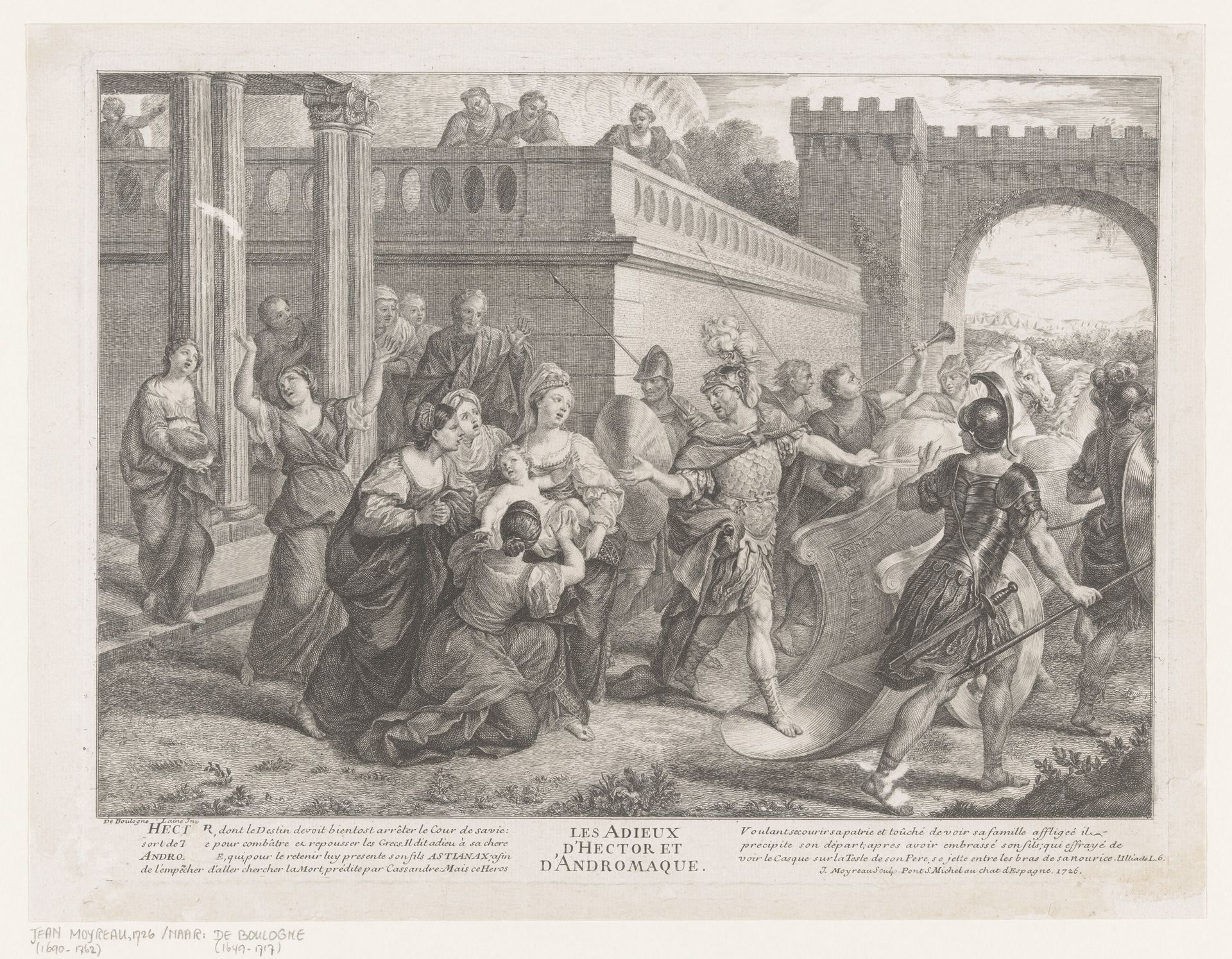 Hector neemt afscheid van Andromache by Jean Moyreau