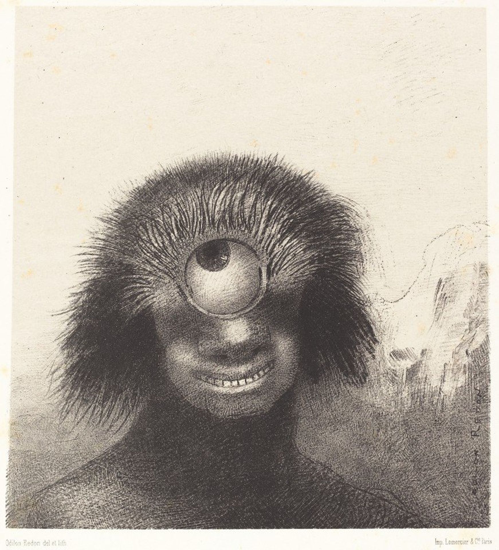 Le Polype difforme flottait sur les rivages, sorte de cyclope souriant et hideux by Odilon Redon