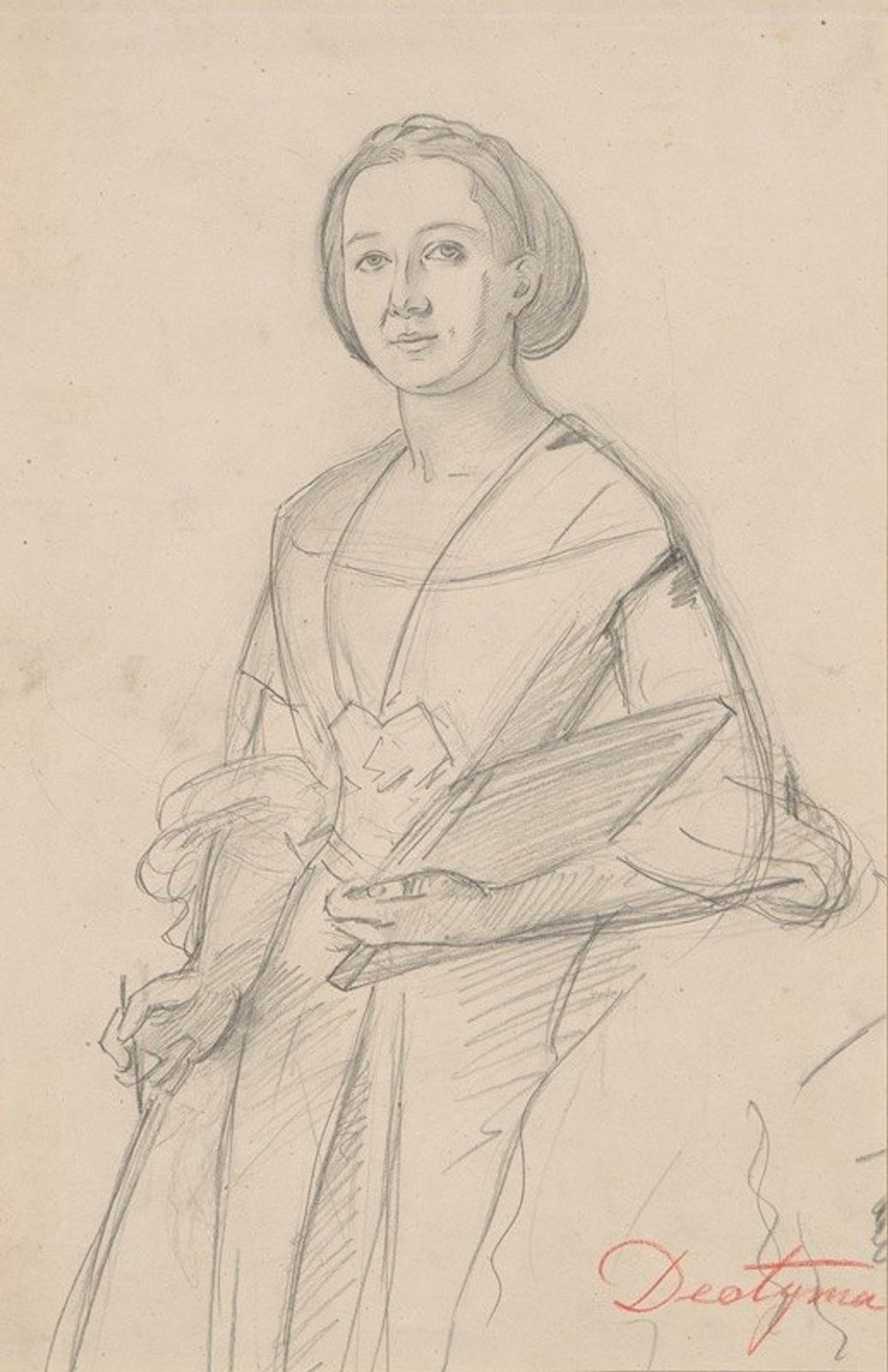 Portrait study of Jadwiga Łuszczewska – Deotyma by Józef Simmler