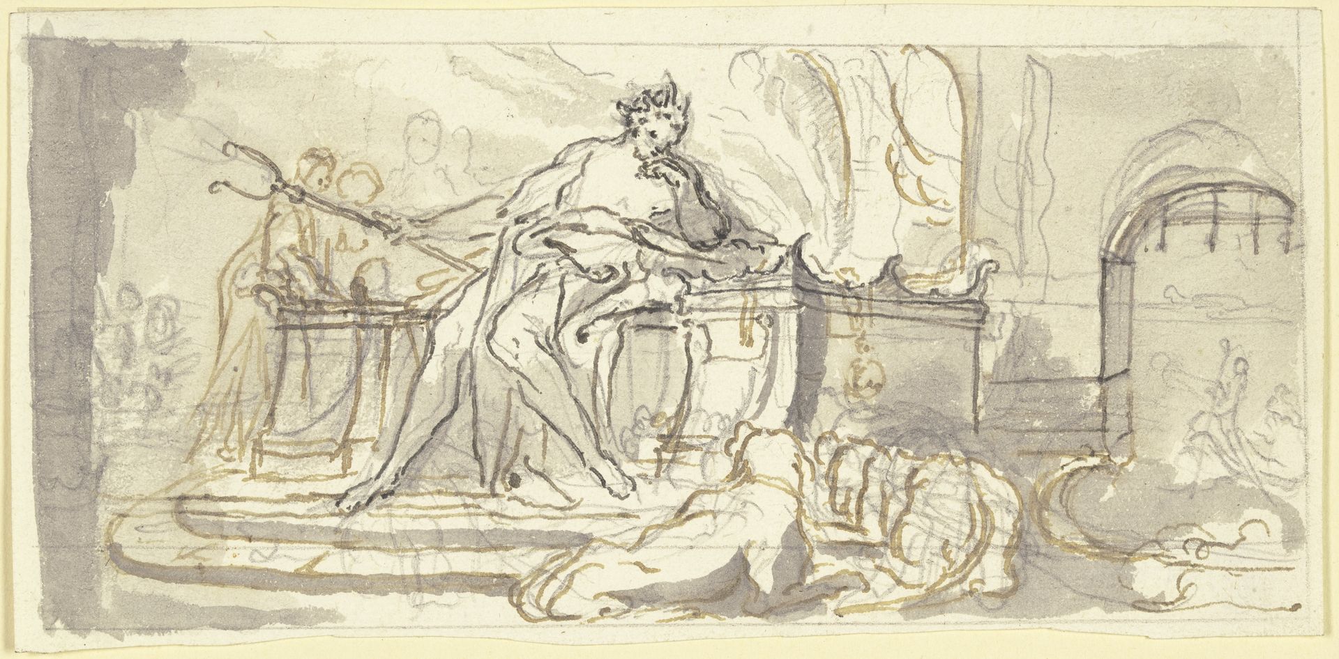 Pluto mit dem Zweizack auf einem Thron by Paul Egell