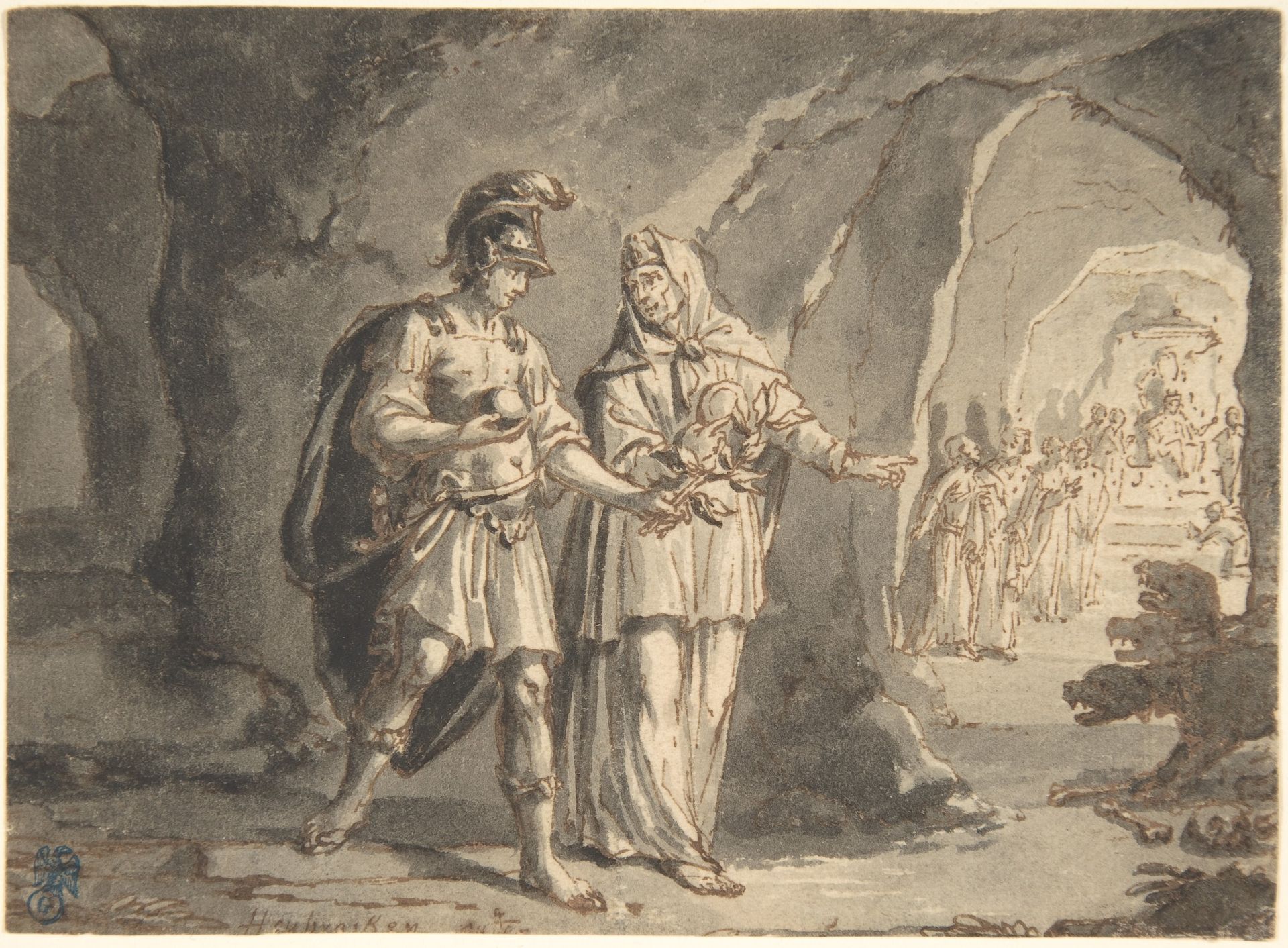Aeneas and the Sibyl in the Underworld by Arnold Houbraken