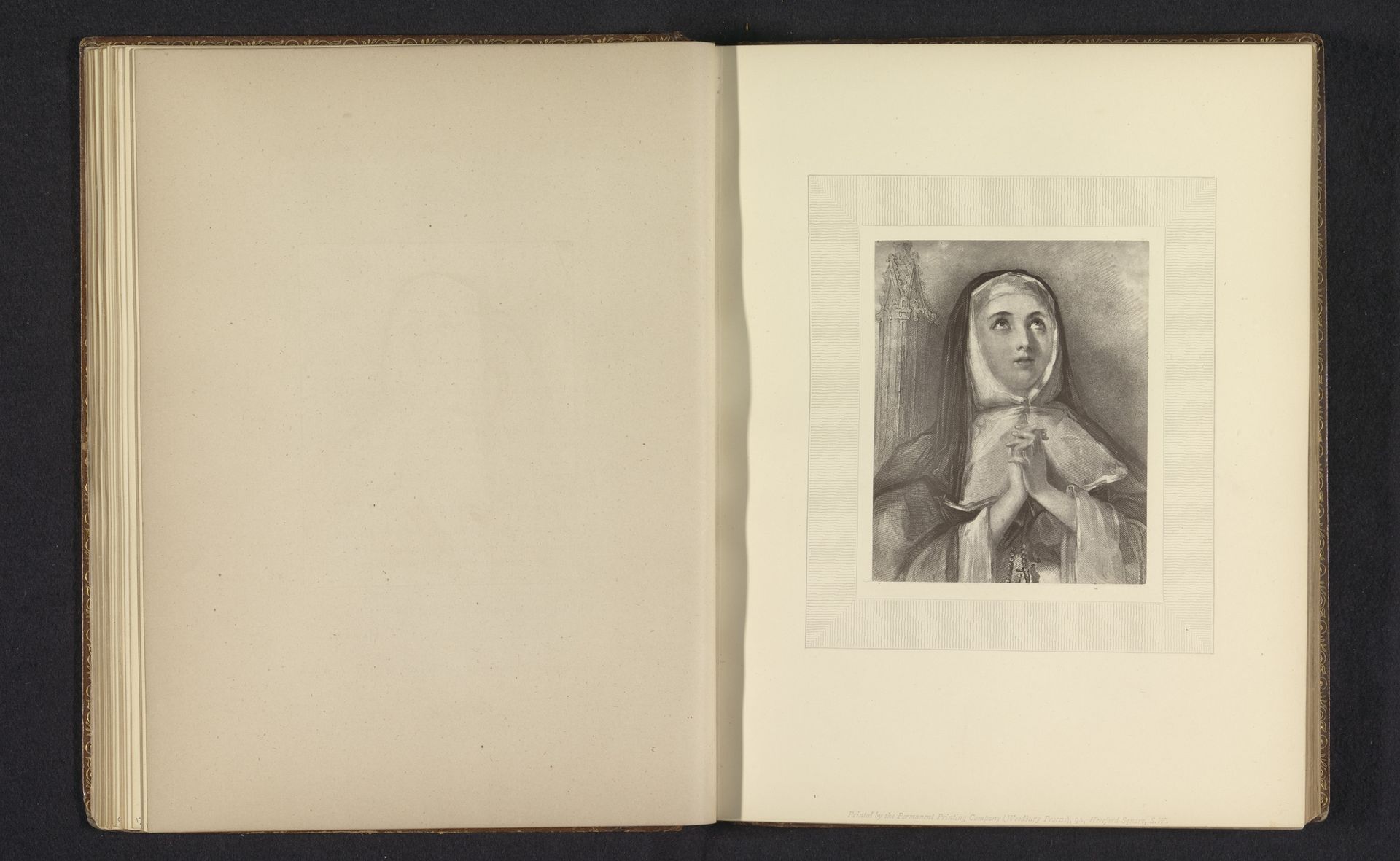 Fotoreproductie van een prent naar een schilderij van een non door William Boxall by Anonymous
