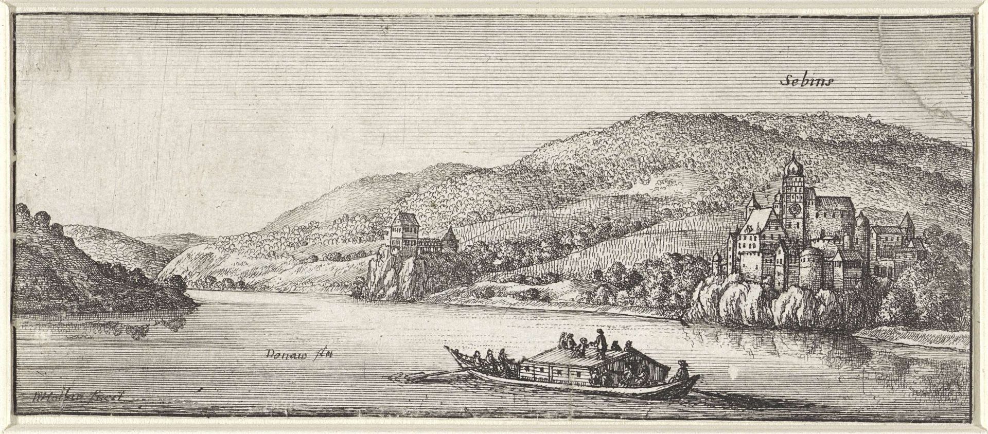 Landschap met gezicht op Sebins aan de Donau by Wenceslaus Hollar