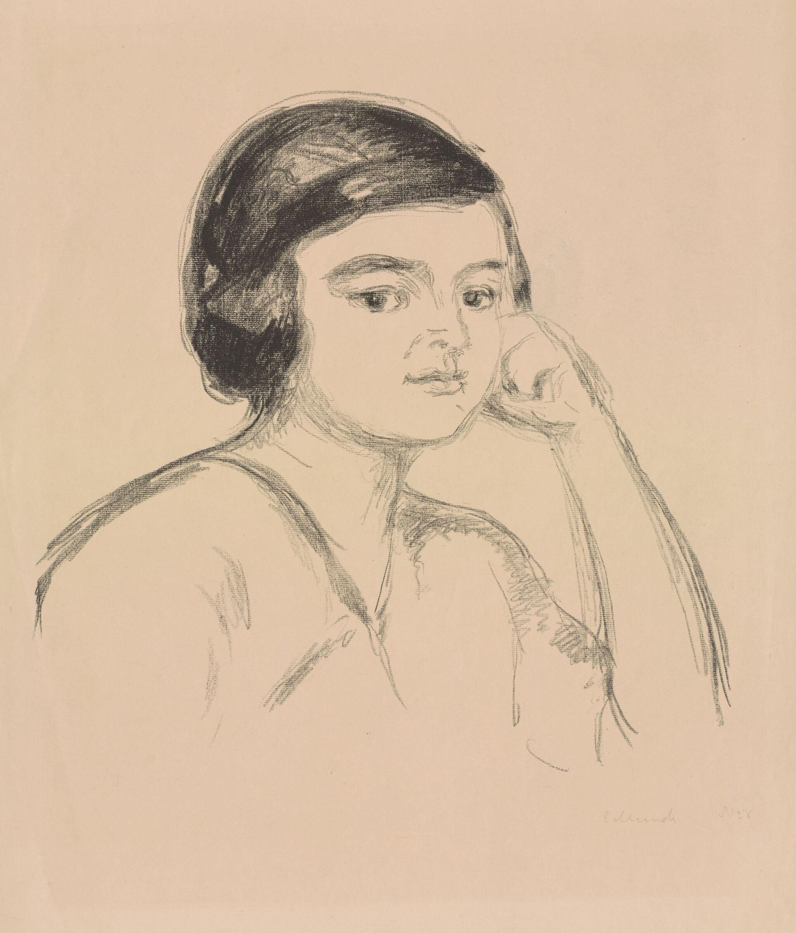 Young Woman with Hand on her Cheek by Edvard Munch