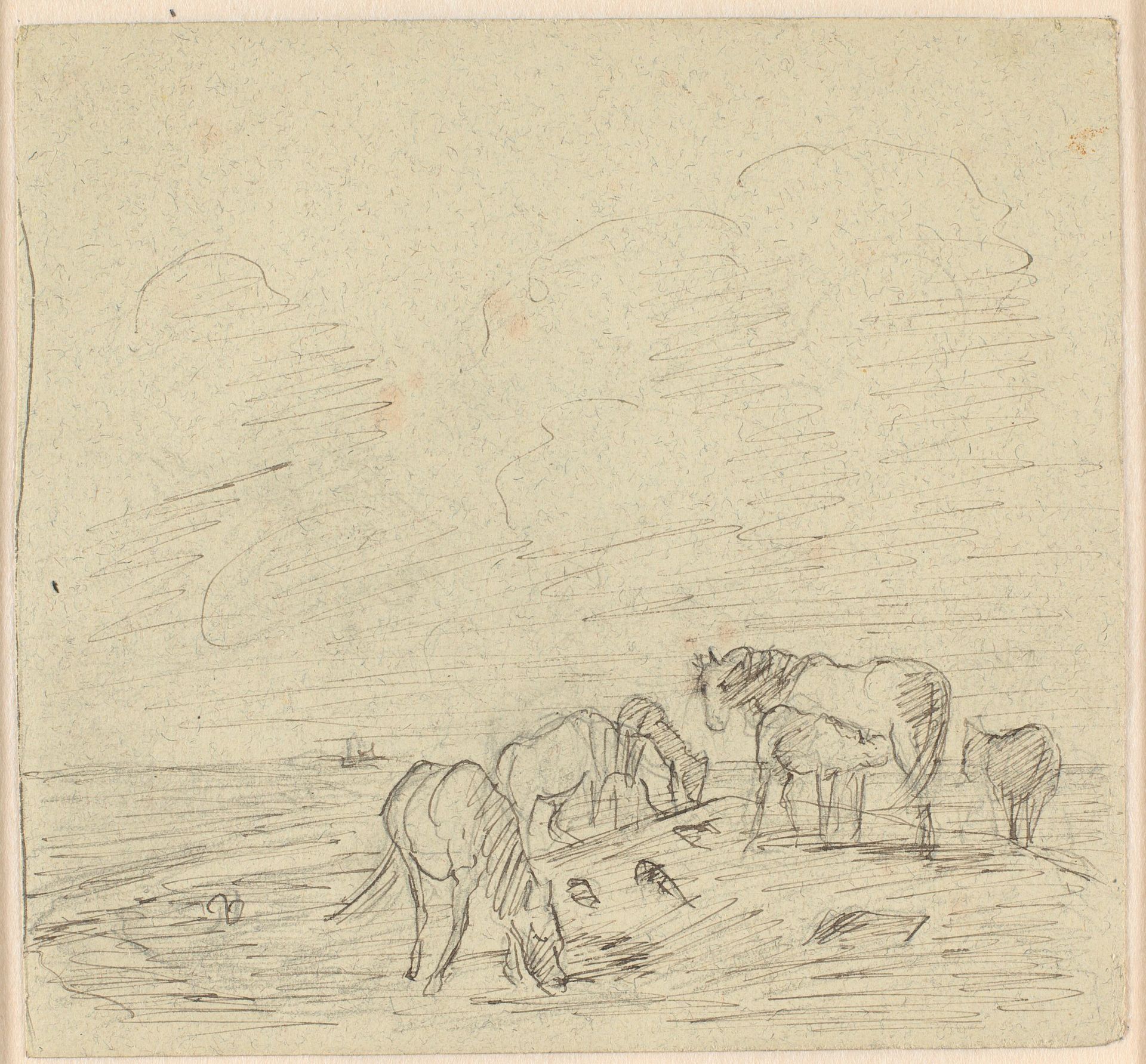Heste på "Kirkegården", Saltholm by Theodor Philipsen
