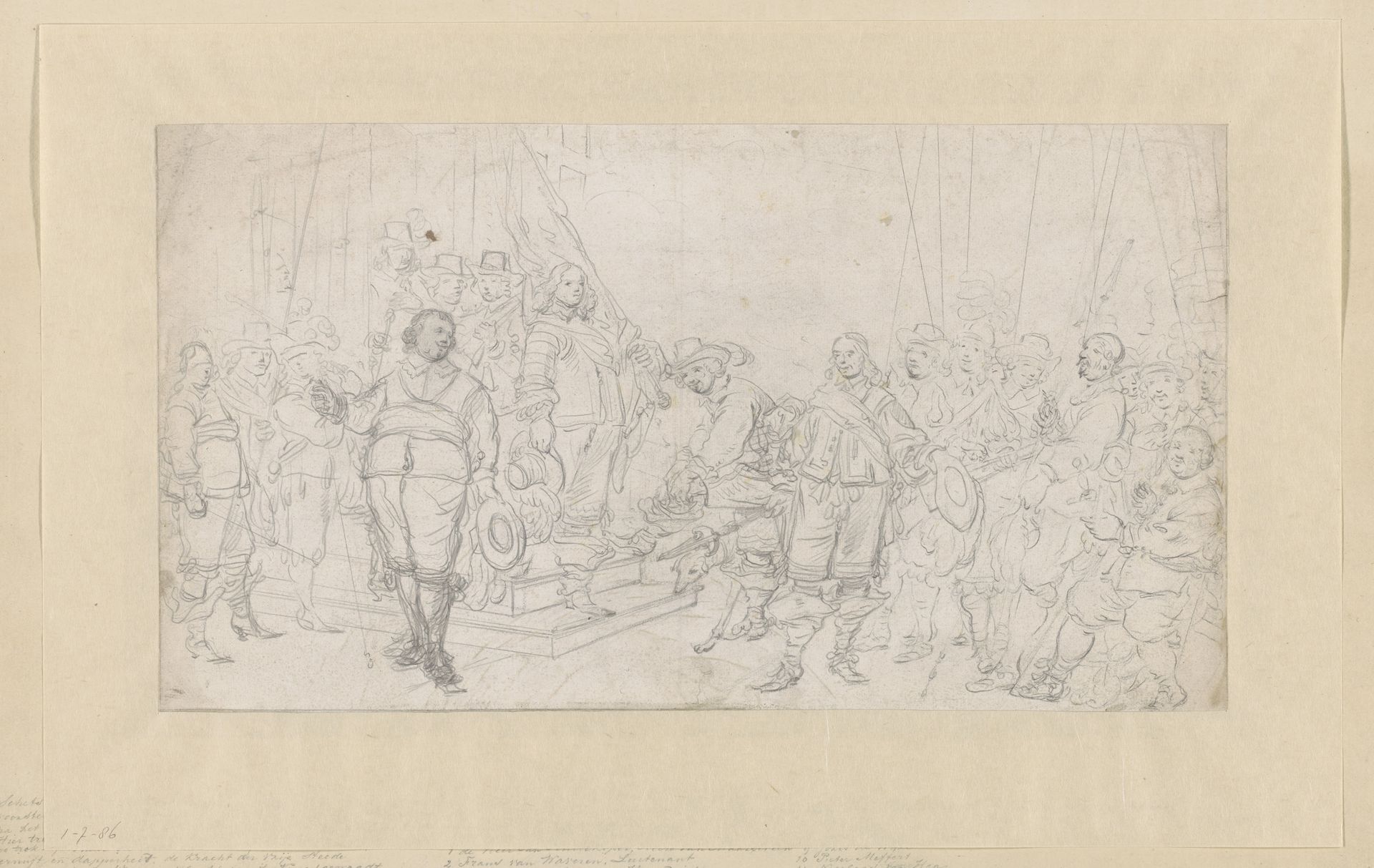 Schutters van de compagnie van kapitein Joan Huydecoper en luitenant Frans van Waveren, 1648 by Pieter Jansz.