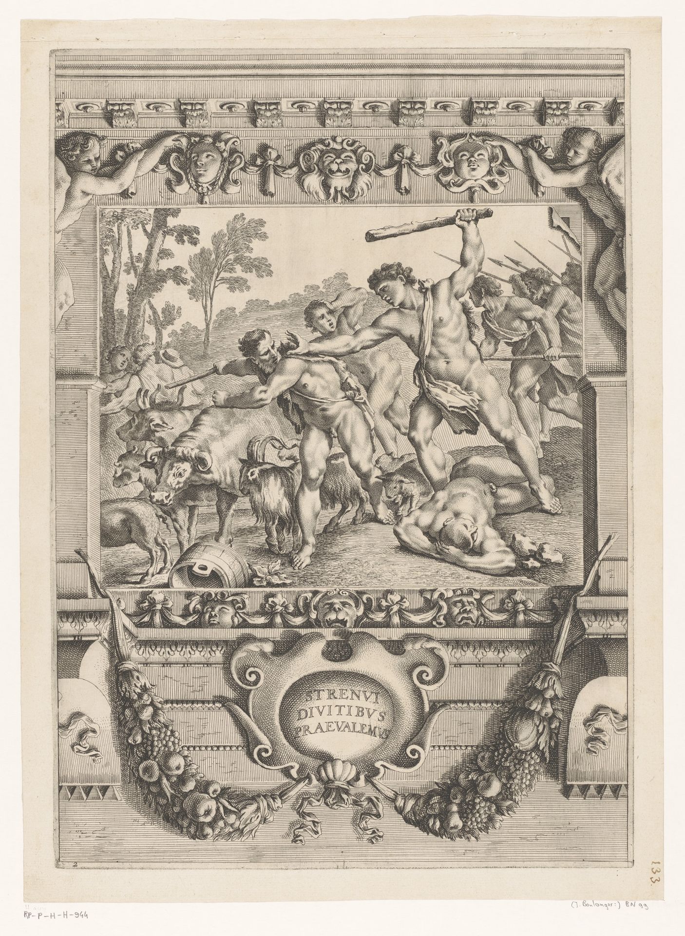 Remus bevecht de dieven die zijn kudde stelen by Louis de Châtillon