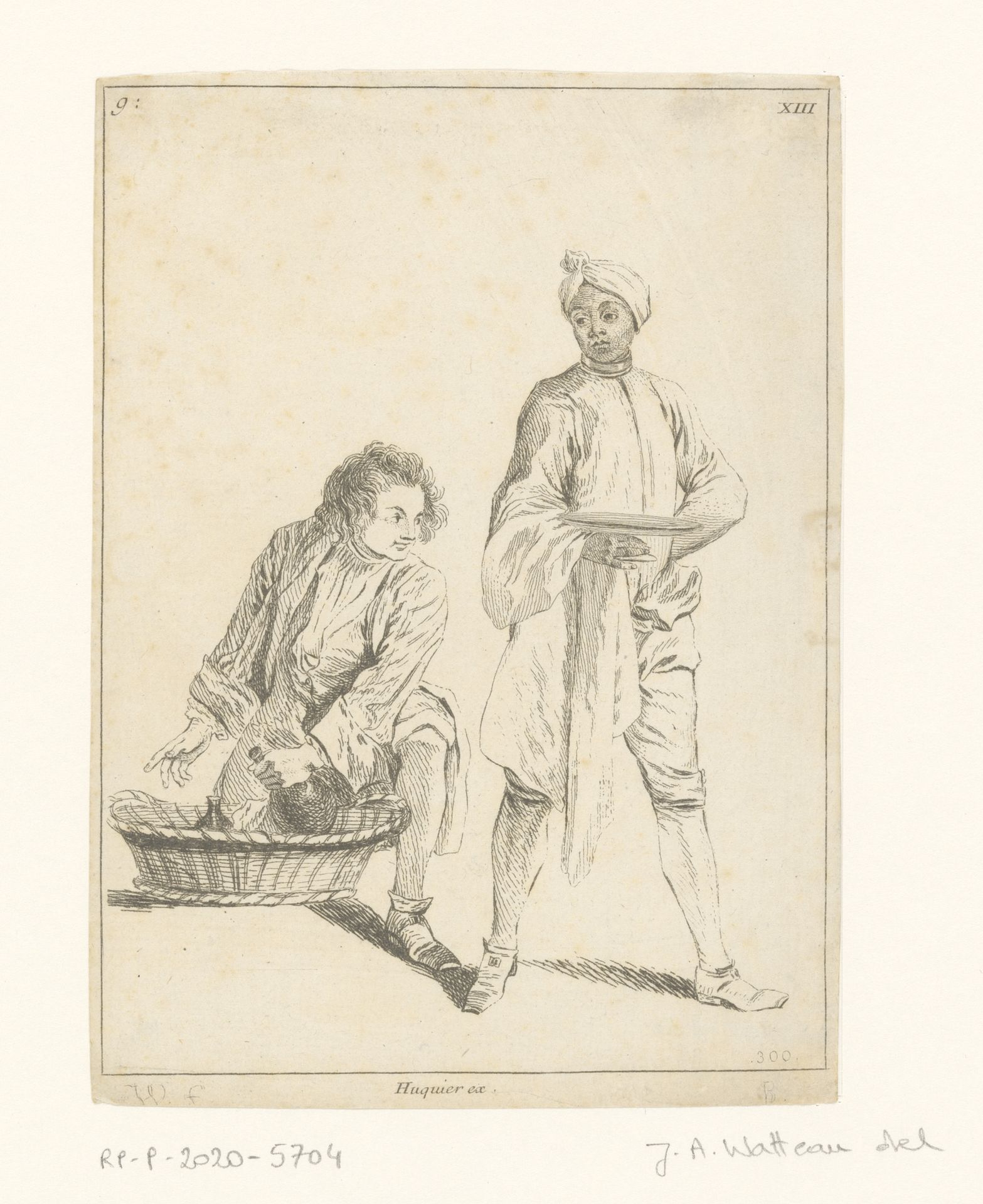 Twee jonge mannen met fles en dienblad by Francois Boucher