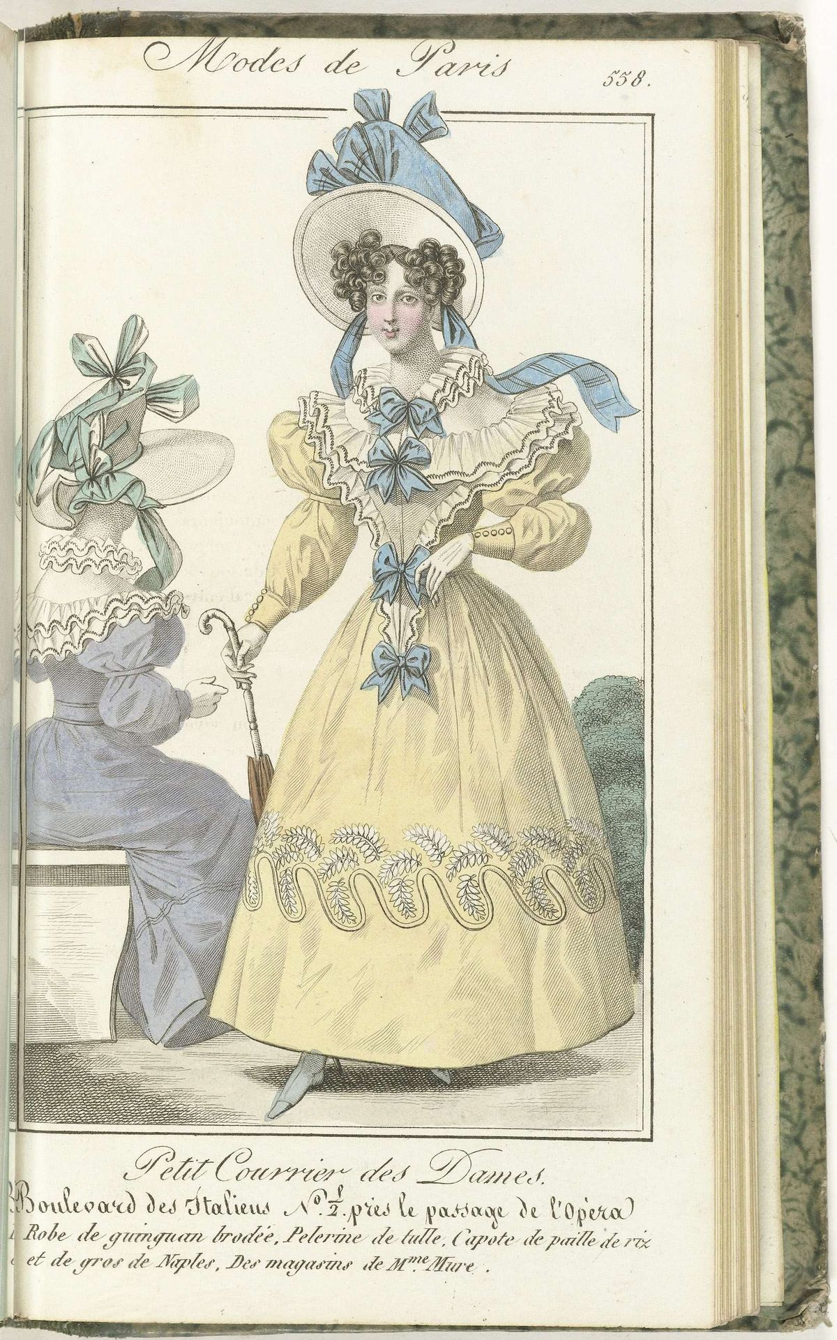 Petit Courrier des Dames, 31 mai 1828, No. 558 : Robe de guinguan brodée... by Anonymous