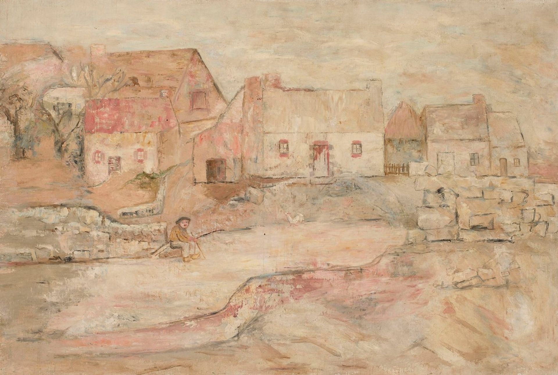 Pejzaż bretoński z siedzącym człowiekiem by Tadeusz Makowski
