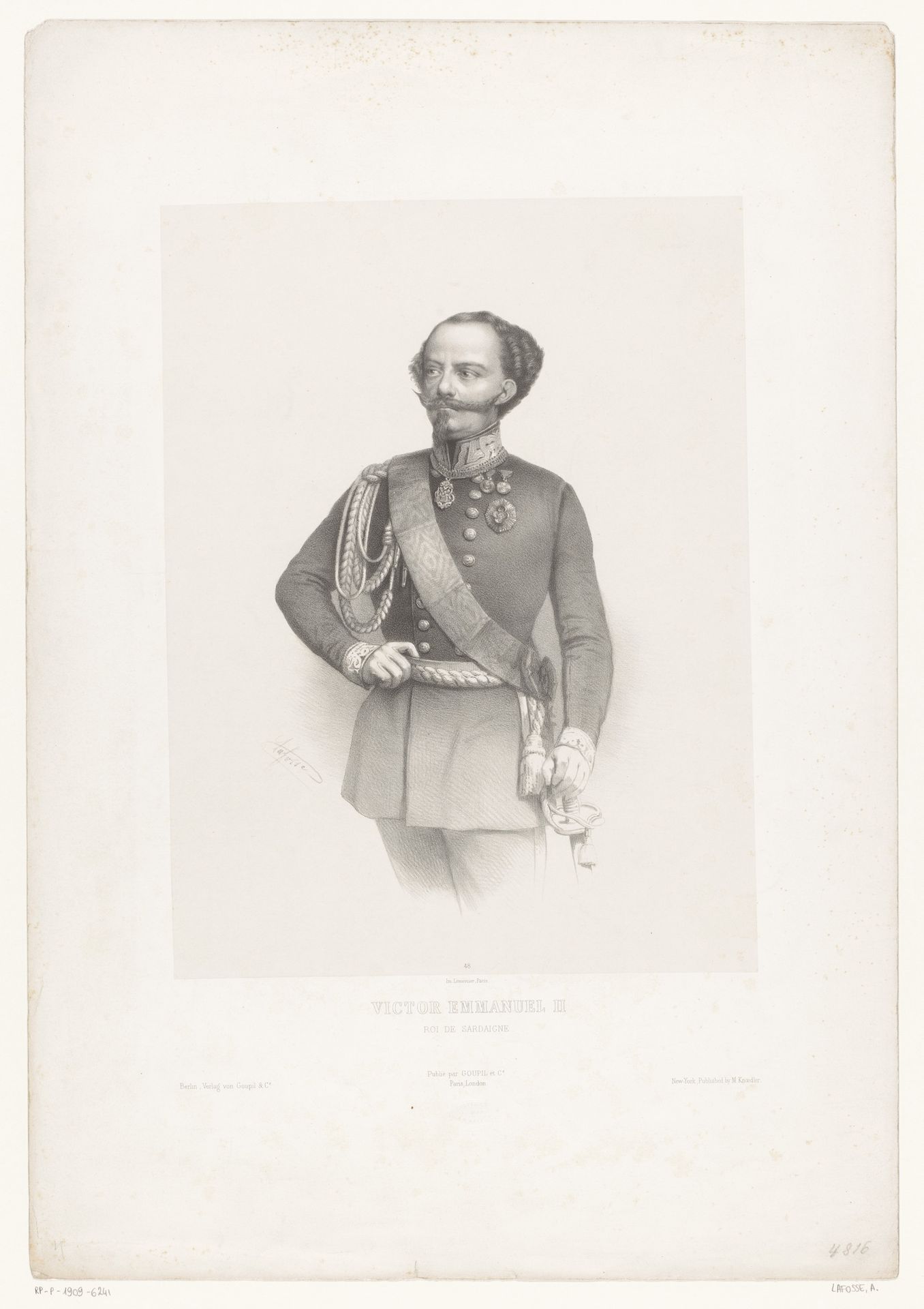 Portret van Victor Emanuel II van Italië by Jean-Baptiste Adolphe Lafosse