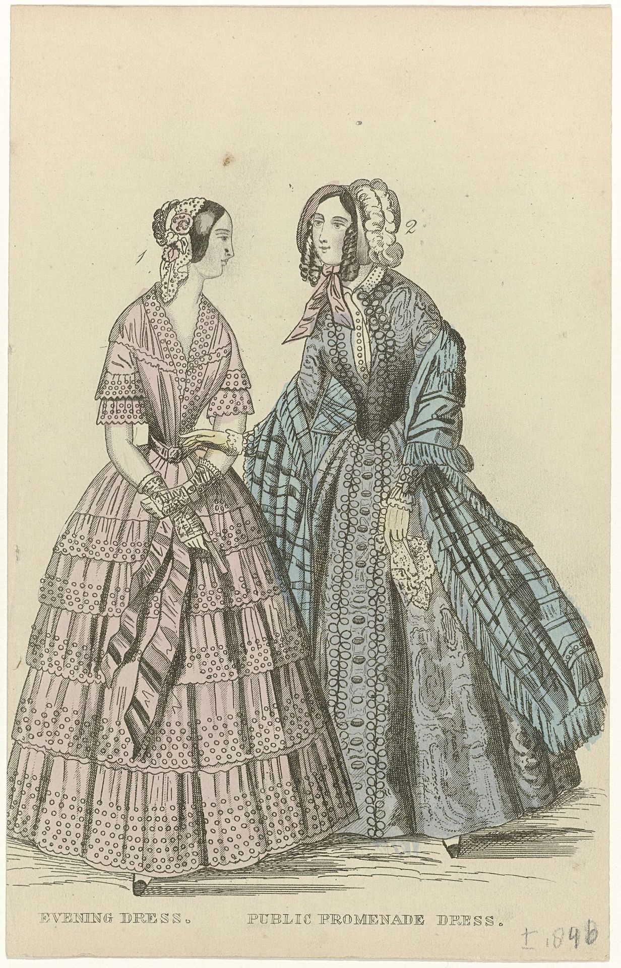 The Ladies' Cabinet of Fashions, ca. 1846 : Evening dress (...) by Anonymous