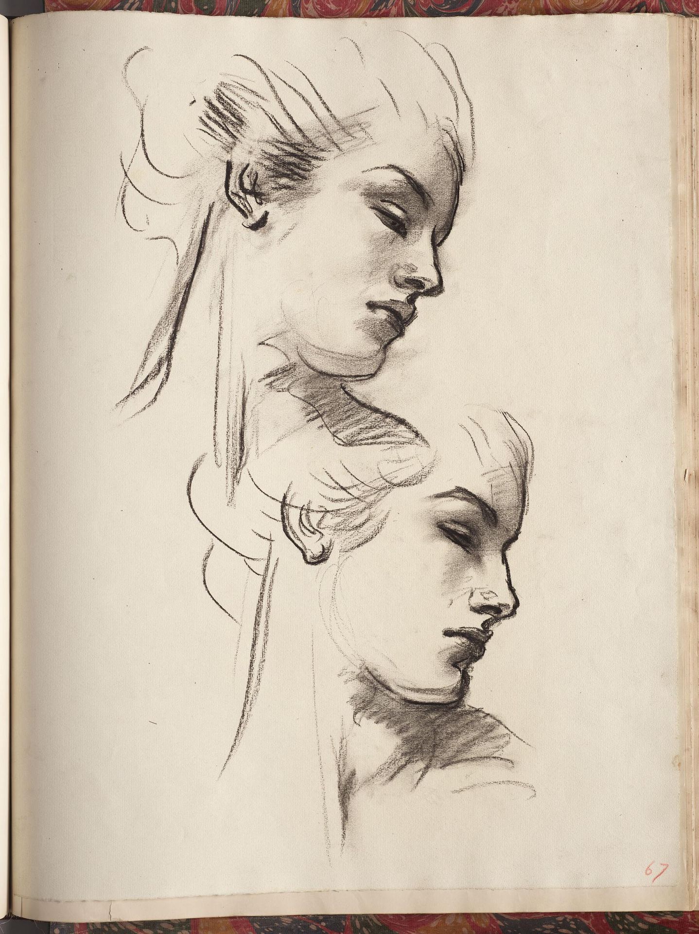 Two Female Heads, Profile Right by John Singer Sargent