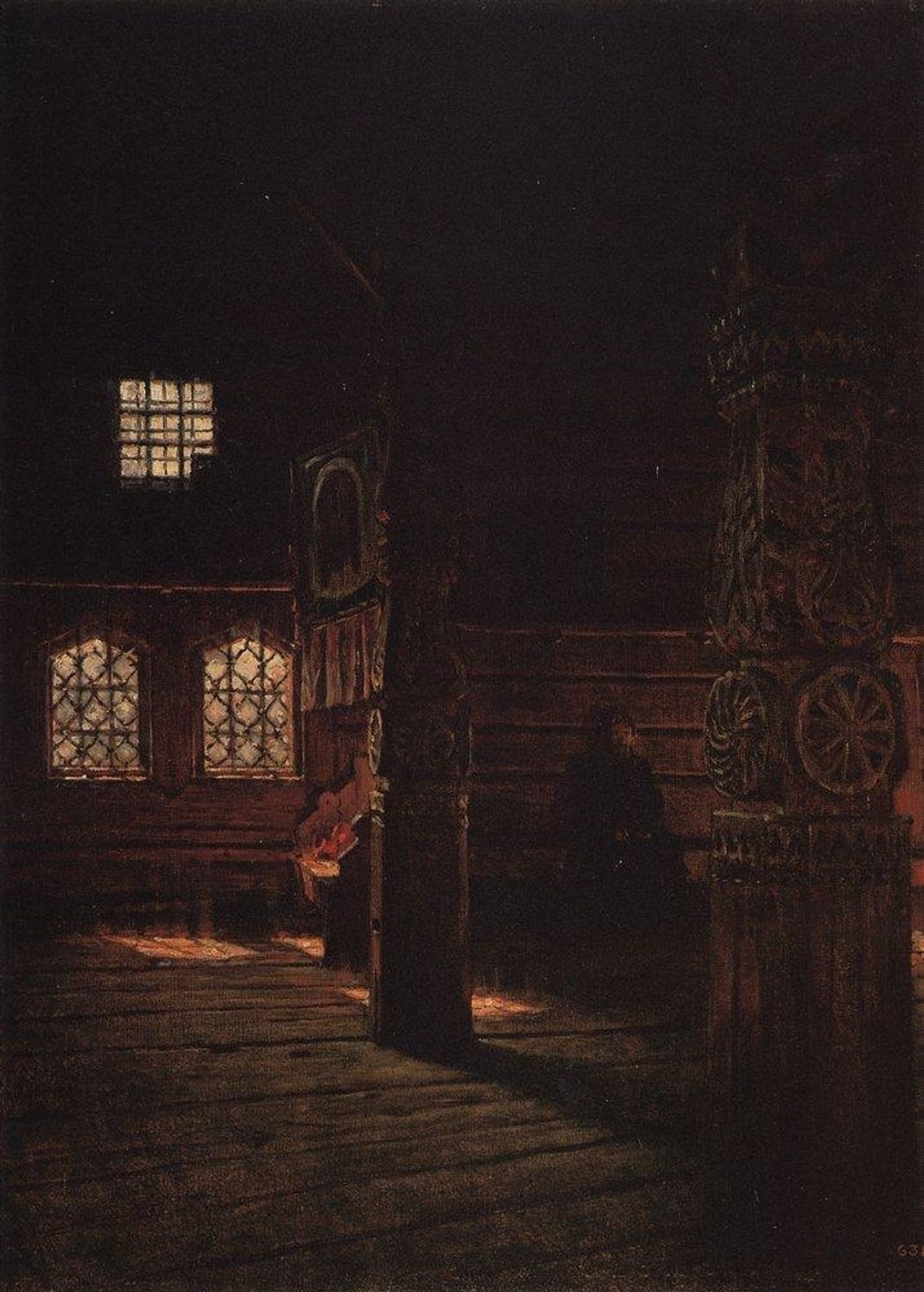 Interior of the Wooden Church of St. Peter and St. Paul in Puchug by Vasily Vereshchagin