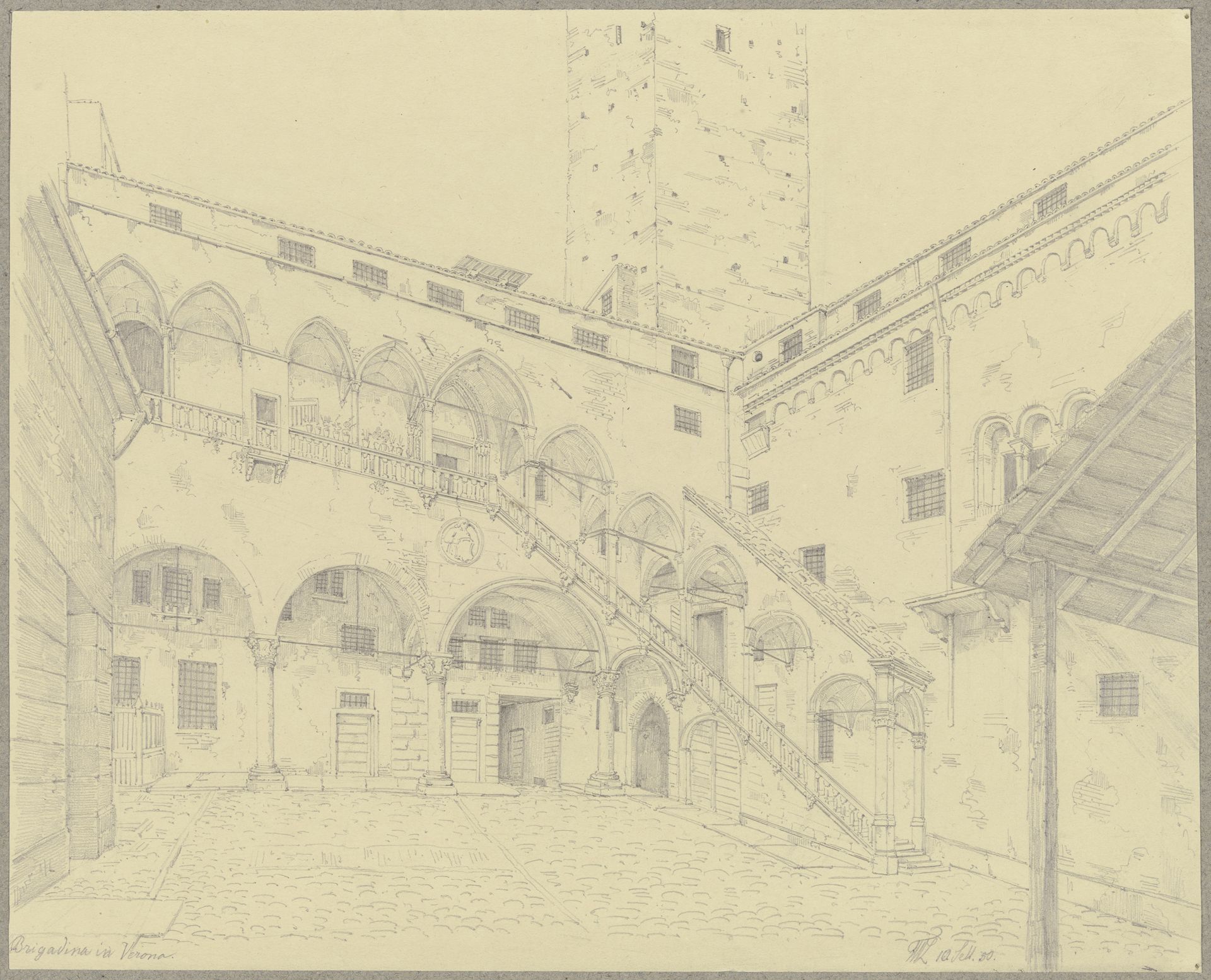 Die Torre dei Lamberti in Verona by Friedrich Wilhelm Ludwig