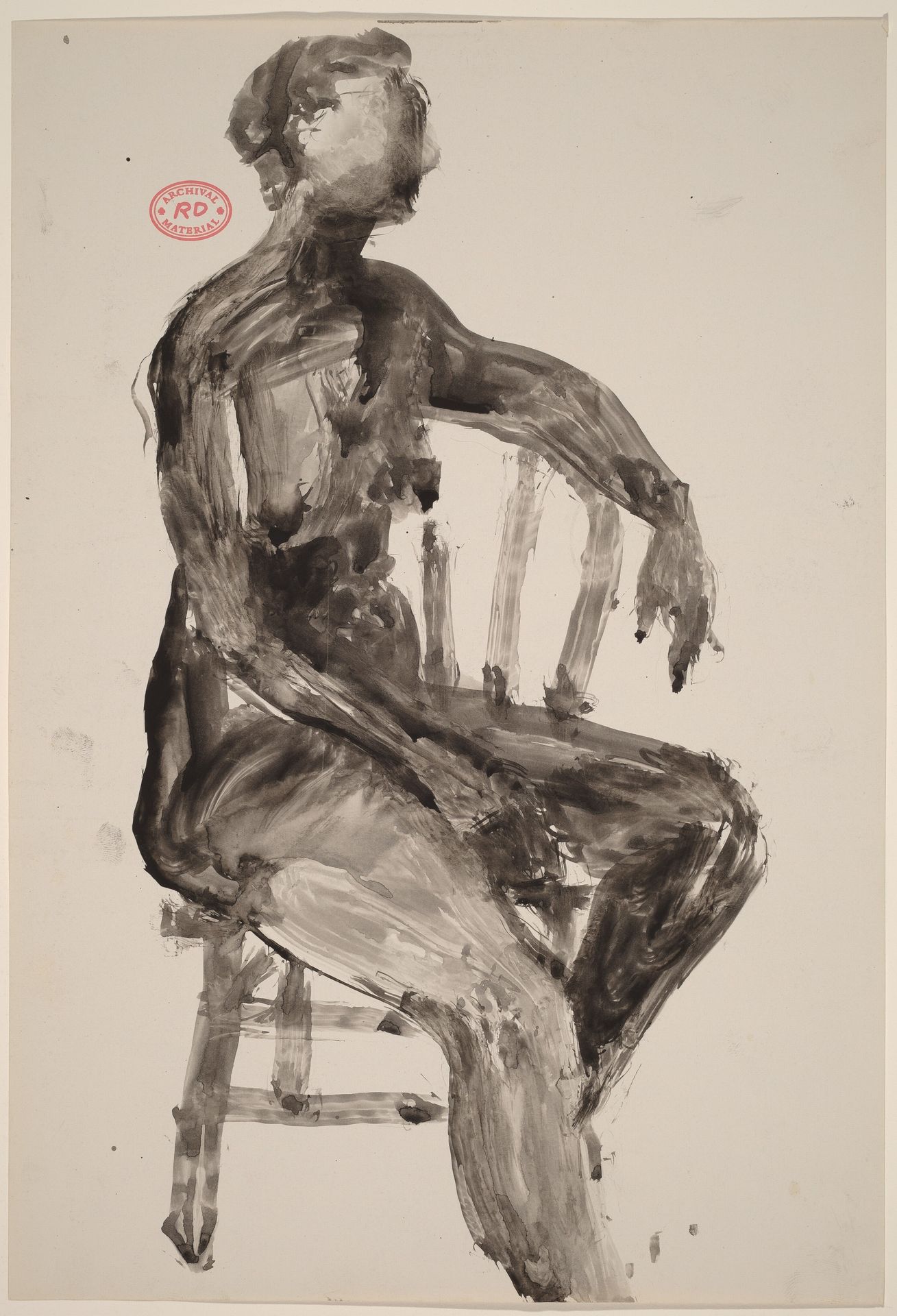 Untitled [female nude turned to the side in a Windsor chair] by Richard Diebenkorn