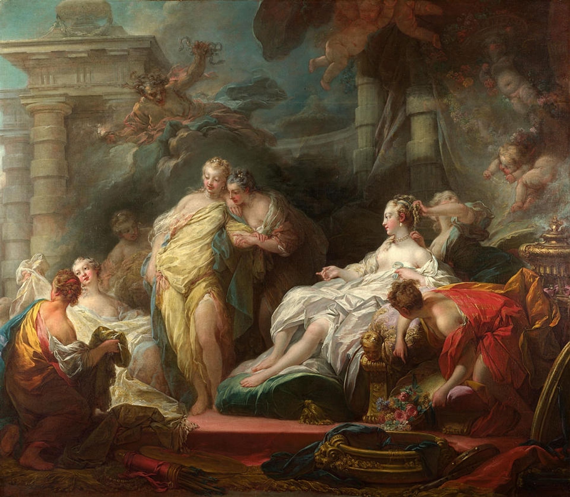Psyche showing her sisters her gifts from Cupid by Jean-Honoré Fragonard