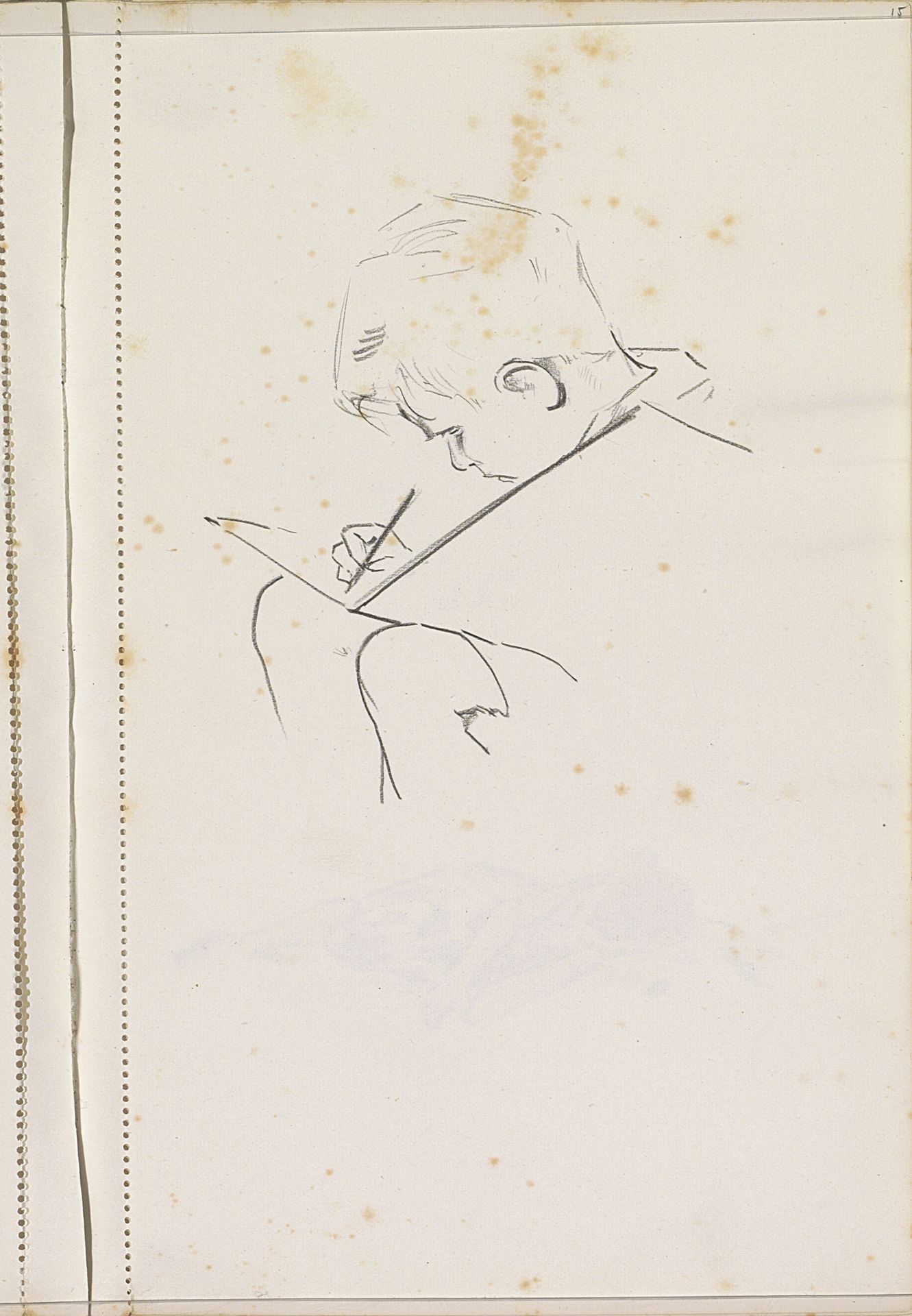 Jongen schrijvend in een schrift by Otto Verhagen