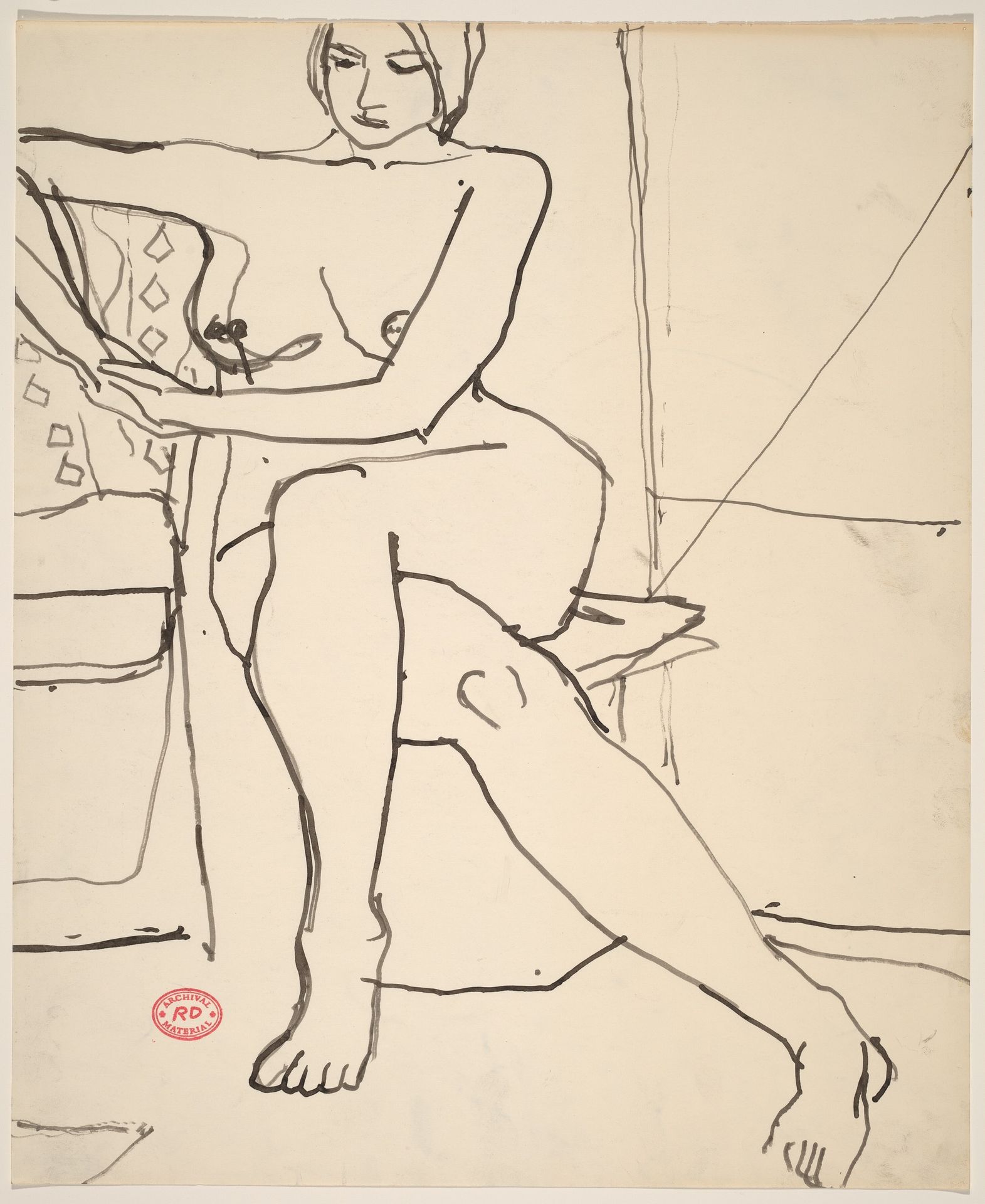 Untitled [seated female nude with legs crossed] by Richard Diebenkorn