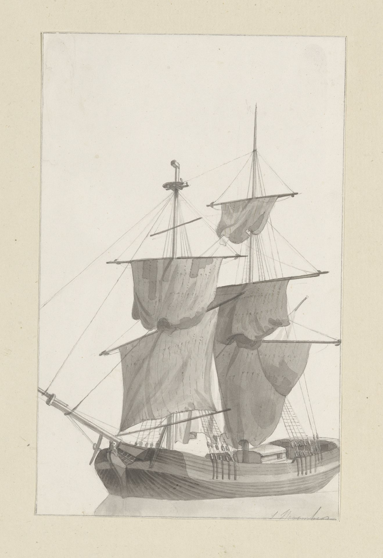 Zeilschip by Hendrik Abraham Klinkhamer