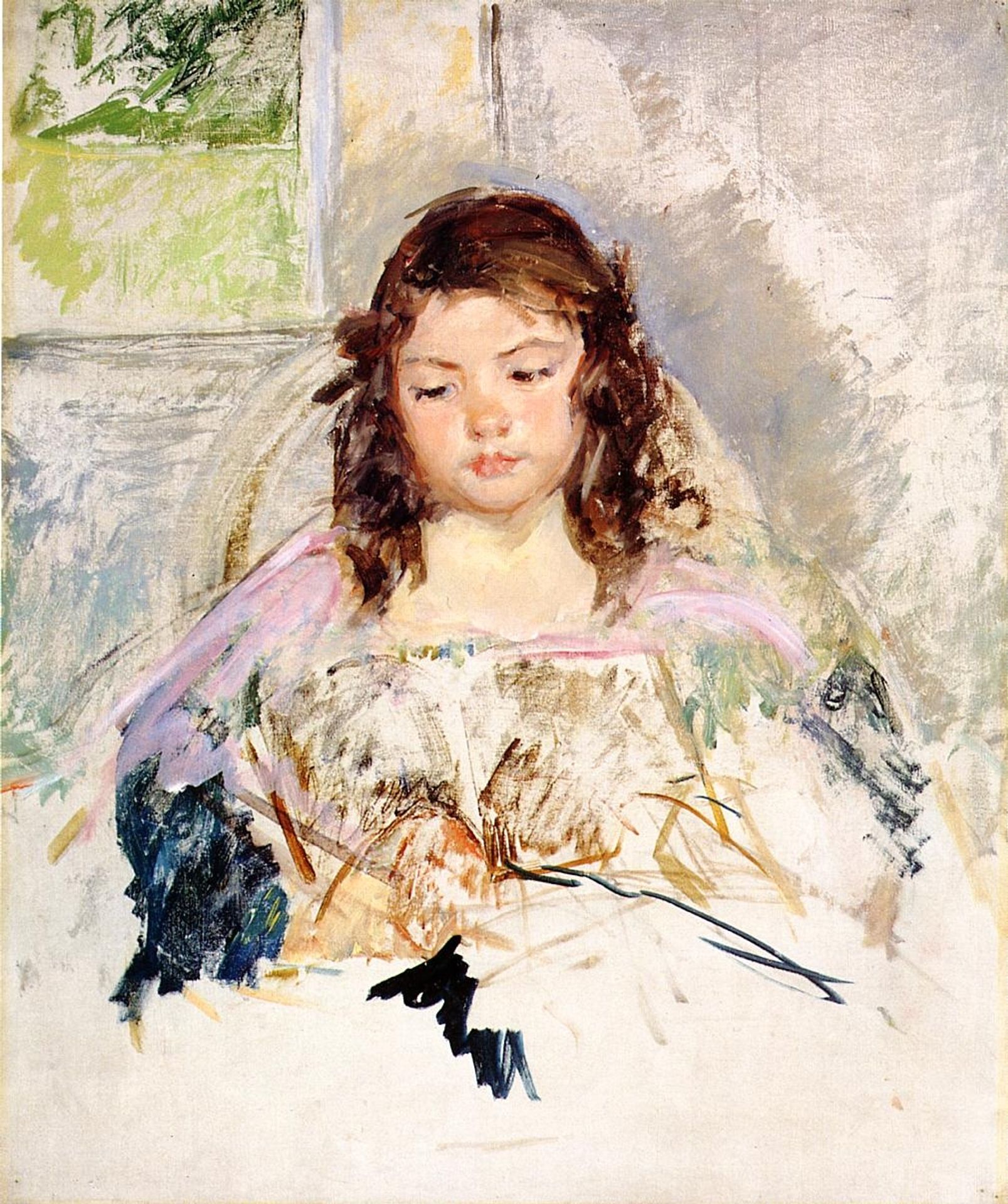Sketch for 'Francoise in a Round Backed Chair, Reading' or 'A Girl in Pink' by Mary Cassatt