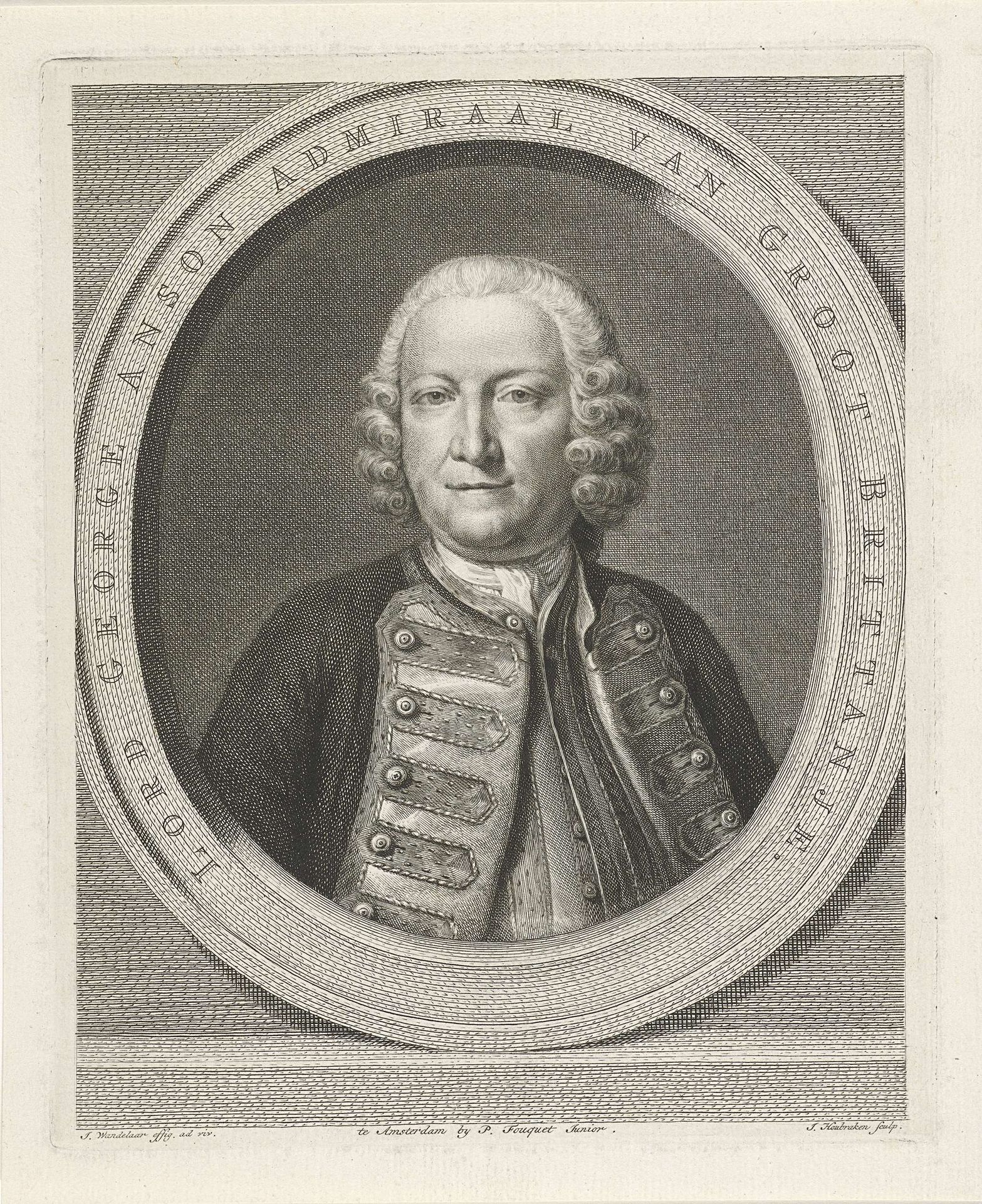 Portret van George Anson by Jacob Houbraken