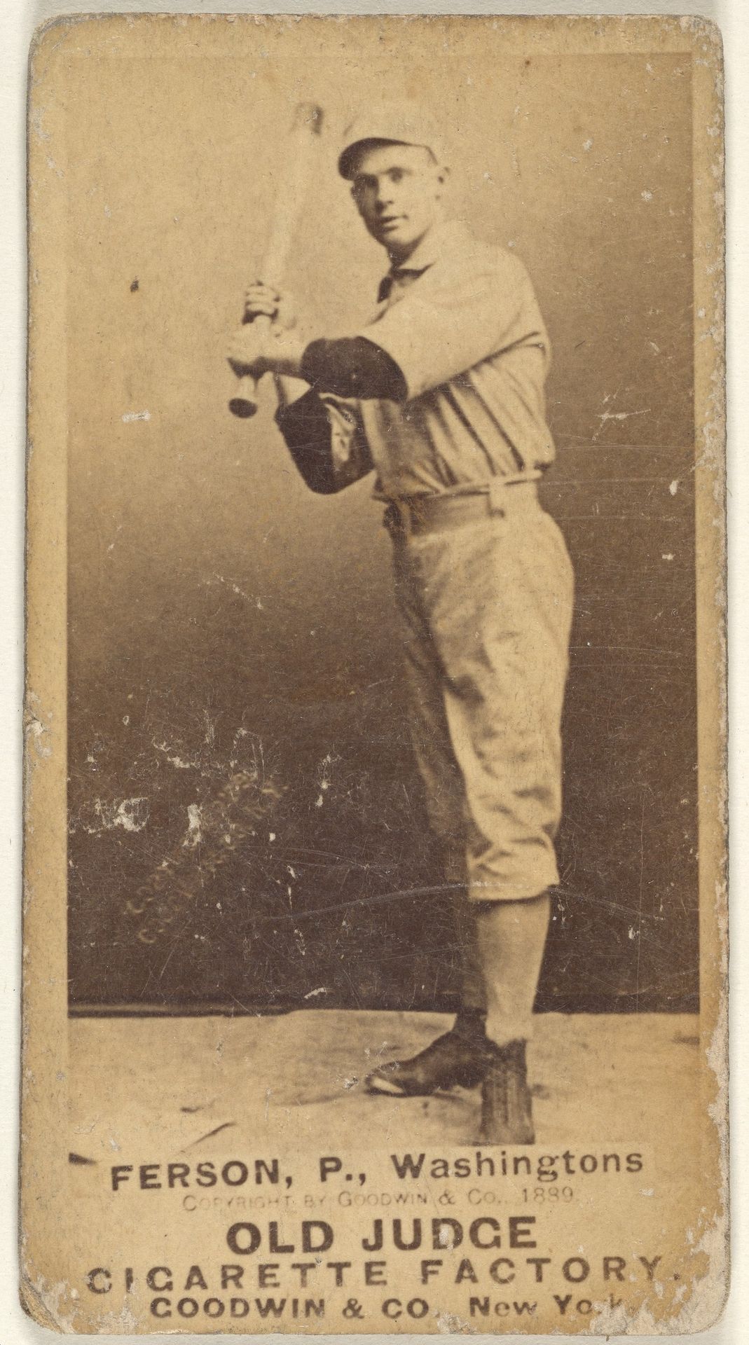 Alexander "Colonel" Ferson, Pitcher, Washington Nationals, from the Old Judge series (N172) for Old Judge Cigarettes by Goodwin & Company