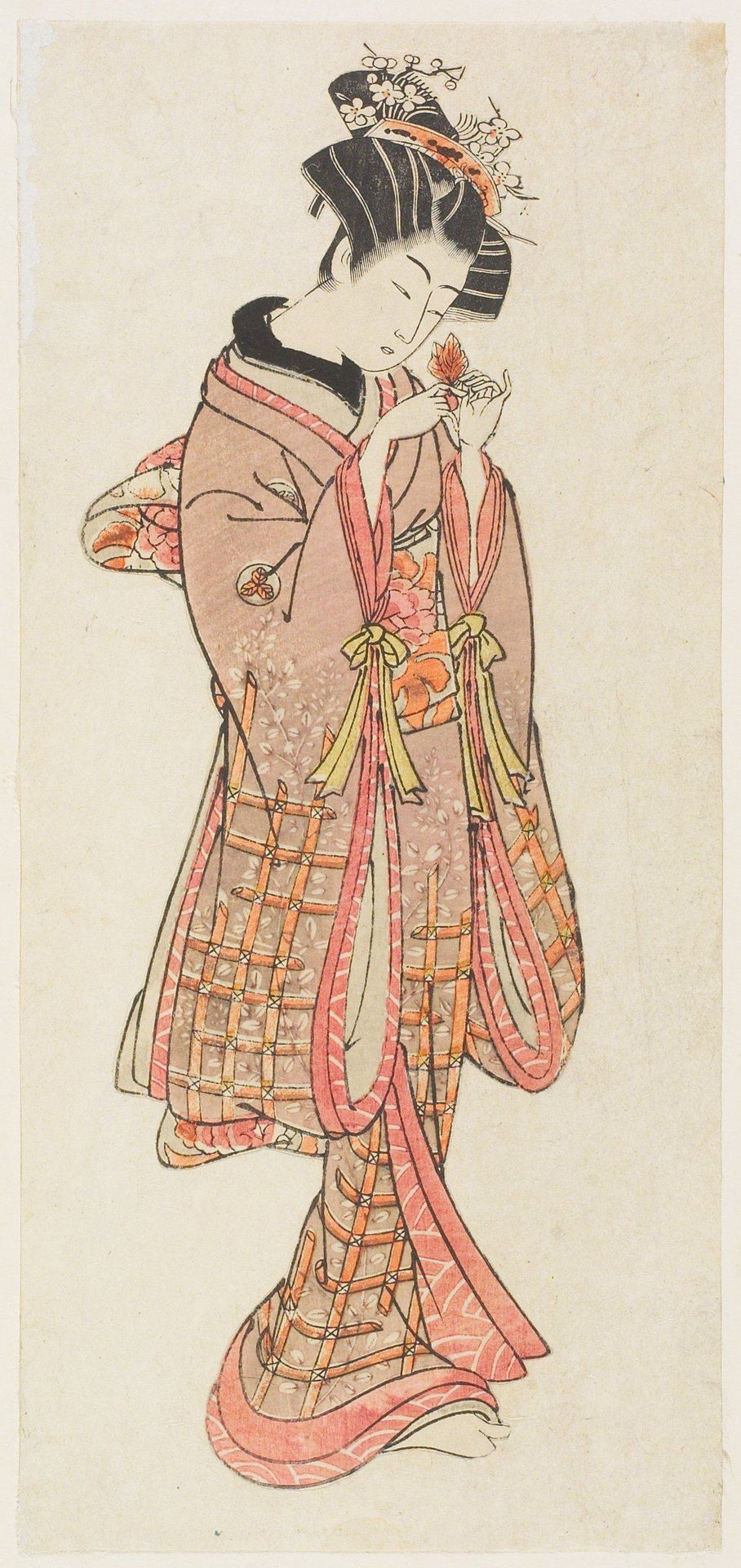 Young Woman Examining a Ground Cherry by Kitao Shigemasa