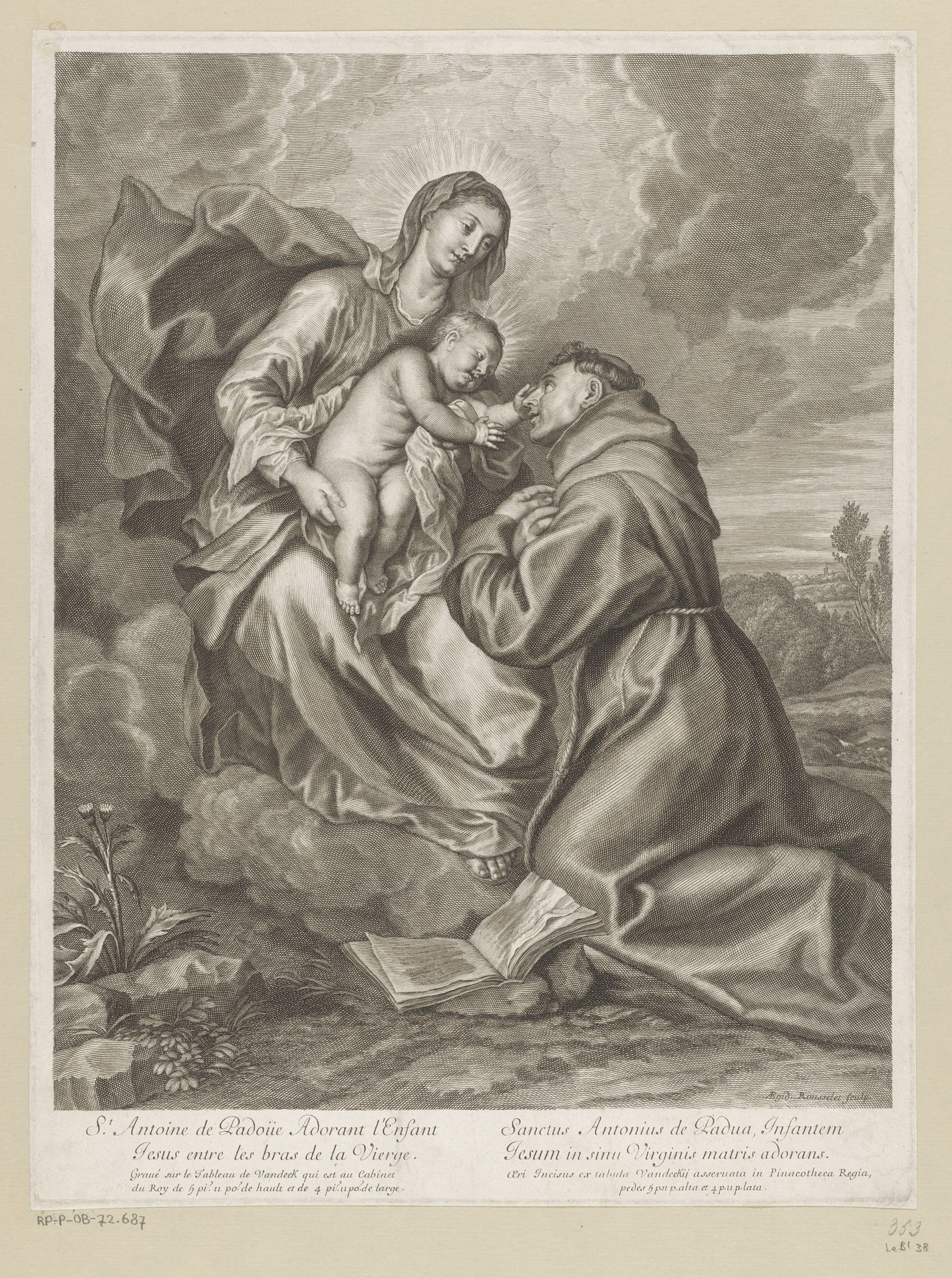 Maria met kind en knielende Antonius van Padua by Gilles Rousselet