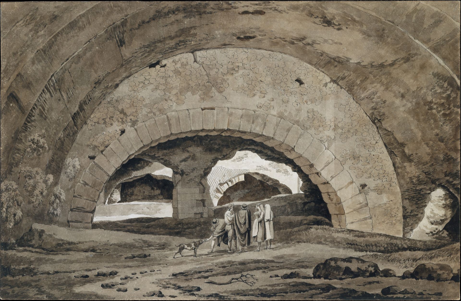 The Interior of the So-called Stables of Maecenas at Tivoli by Hendrik Voogd