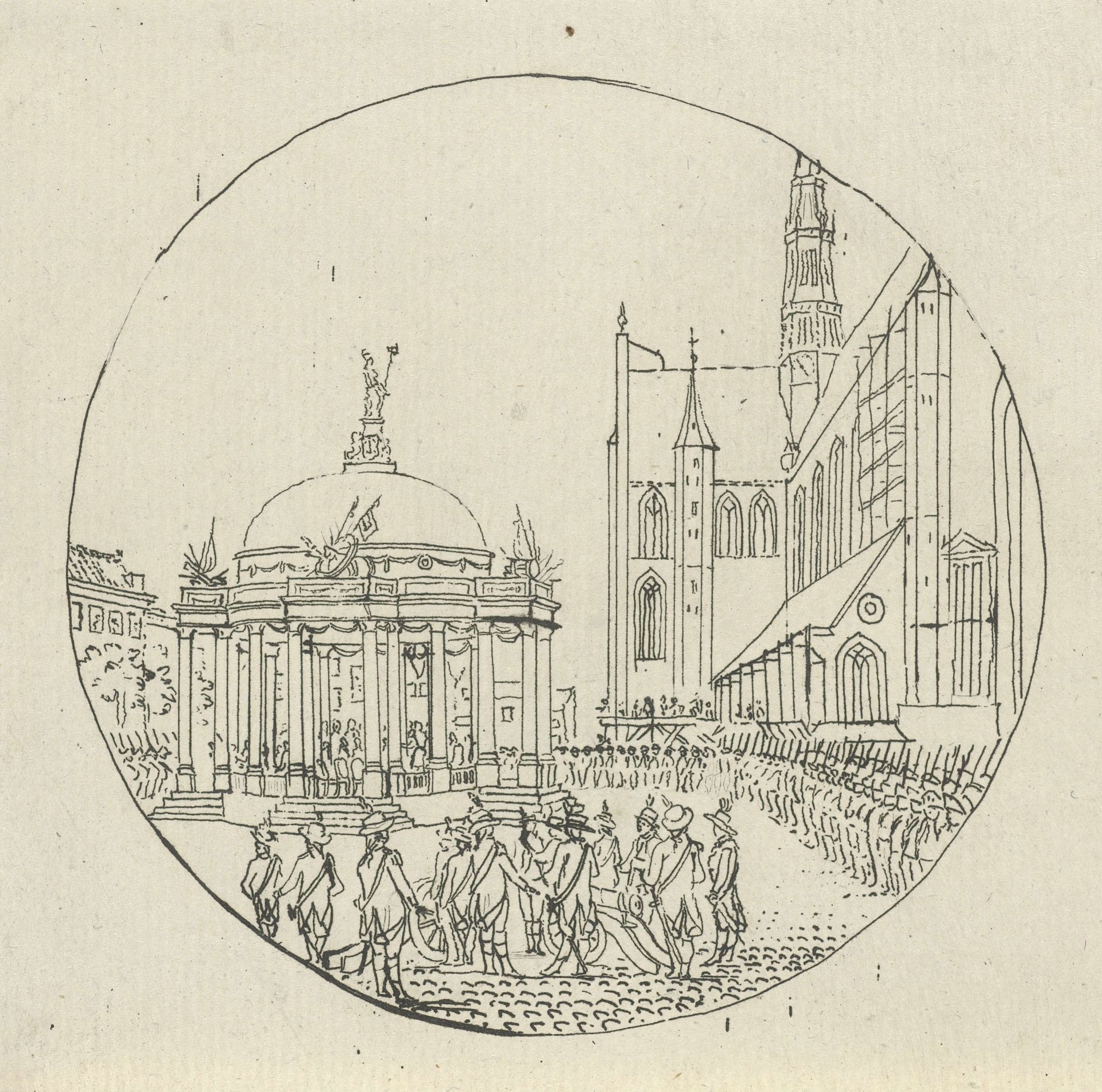 Beëdiging van het Regeringsreglement op de Grote Markt te Haarlem in 1787 by Hermanus Numan