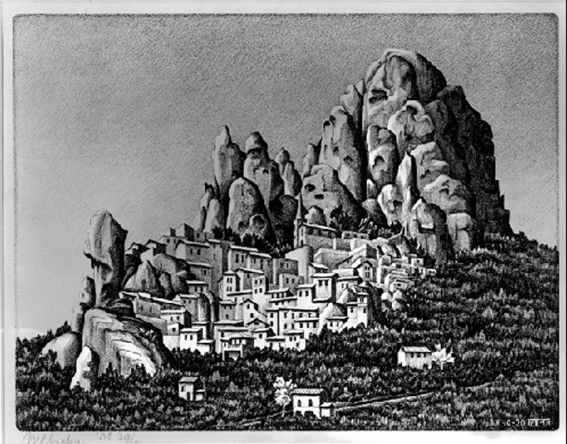 Pentedattio, Calabria (October 1930) by M.C. Escher