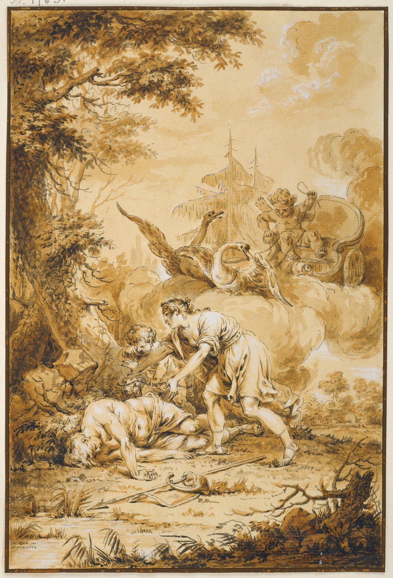 Venus and Adonis by Januarius Zick