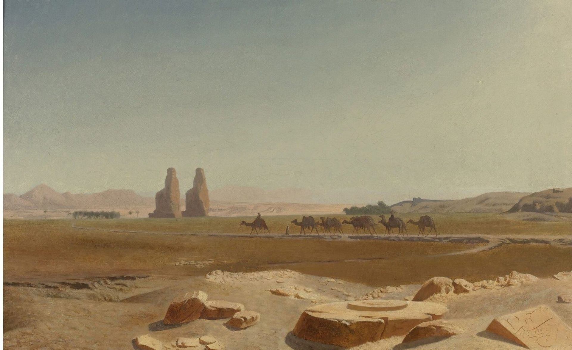 Caravan Passing The Colossi Of Memnon, Thebes by Jean-Léon Gérôme