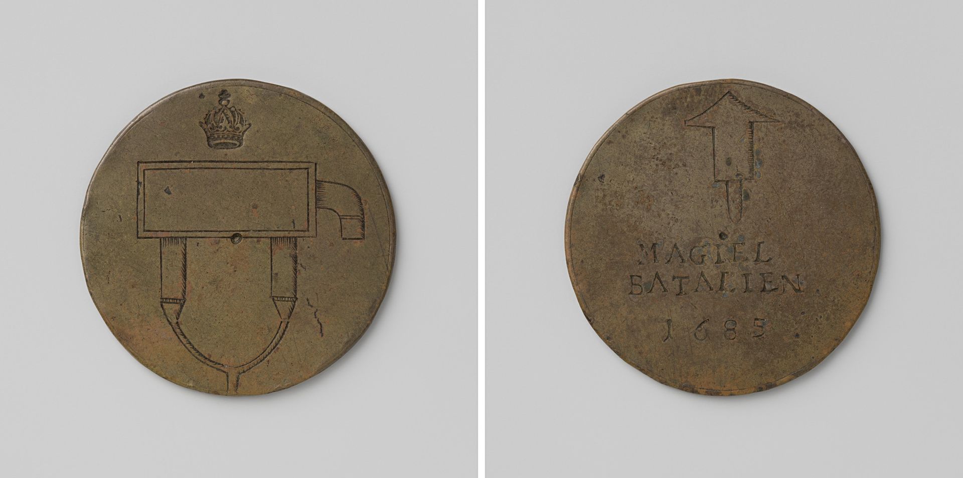 Metselaars-, steenhouwers-, leidekkers-, loodgieters- en pompenmakersgilde van Amsterdam, gildepenning van Magiel Batalien by Anonymous
