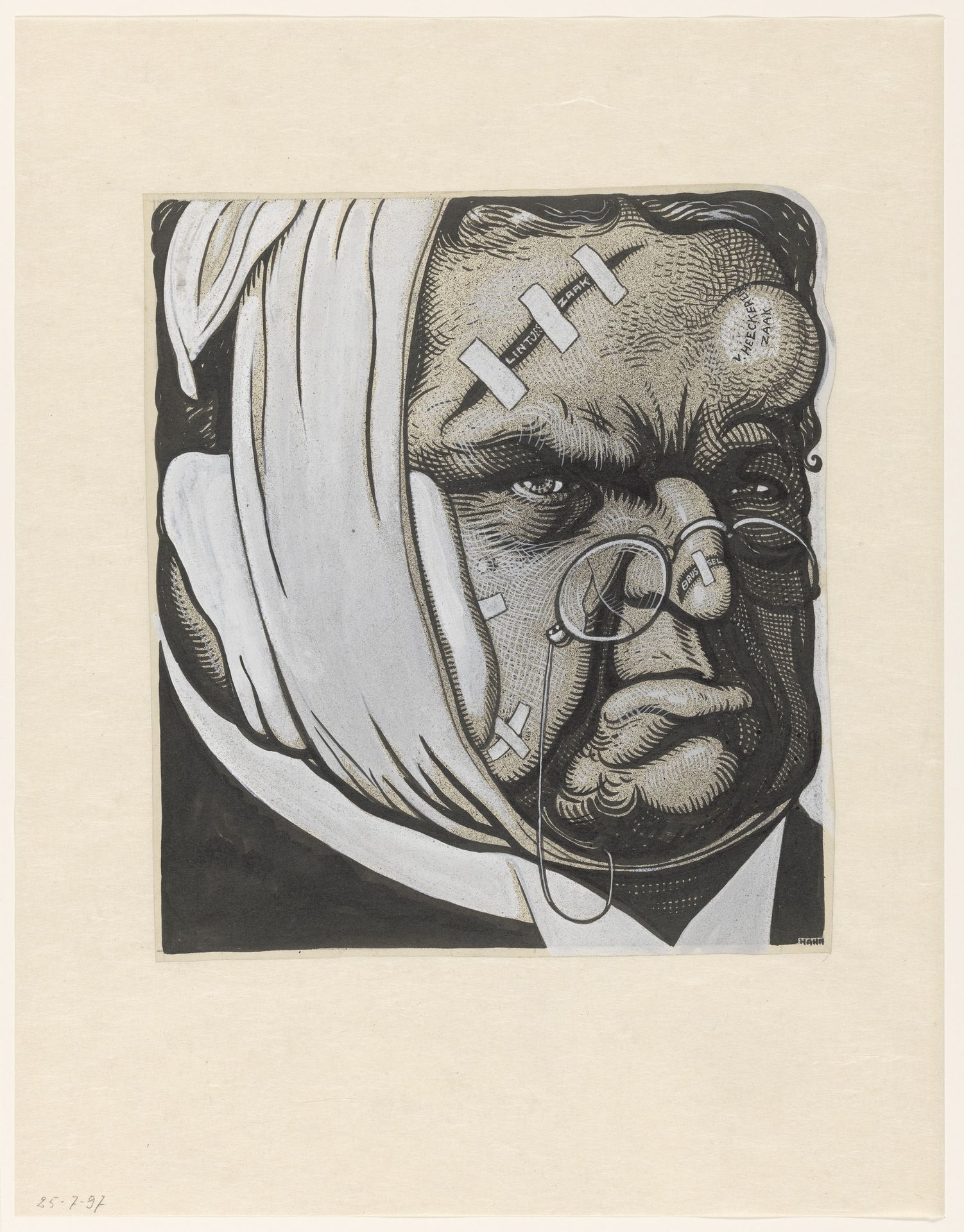 Karikatuur van Abraham Kuyper, na de reis naar Brussel en de zaak van Heeckeren by Albert (I) Hahn