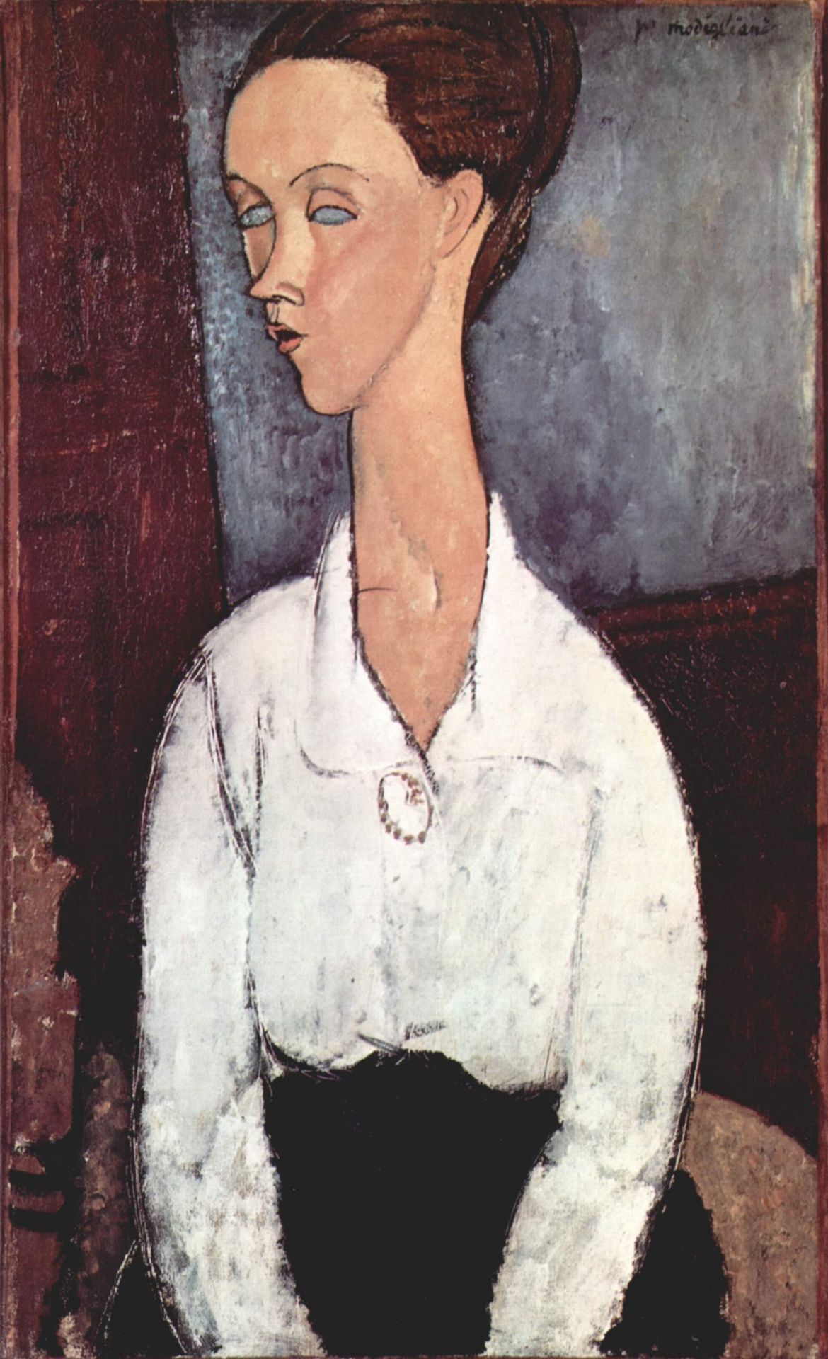 Portrait of Lunia Czechowska in white blouse by Amedeo Modigliani