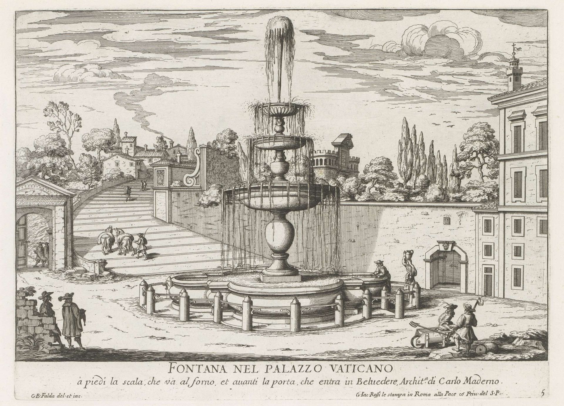 Fontein in het Vaticaan by Giovanni Battista Falda
