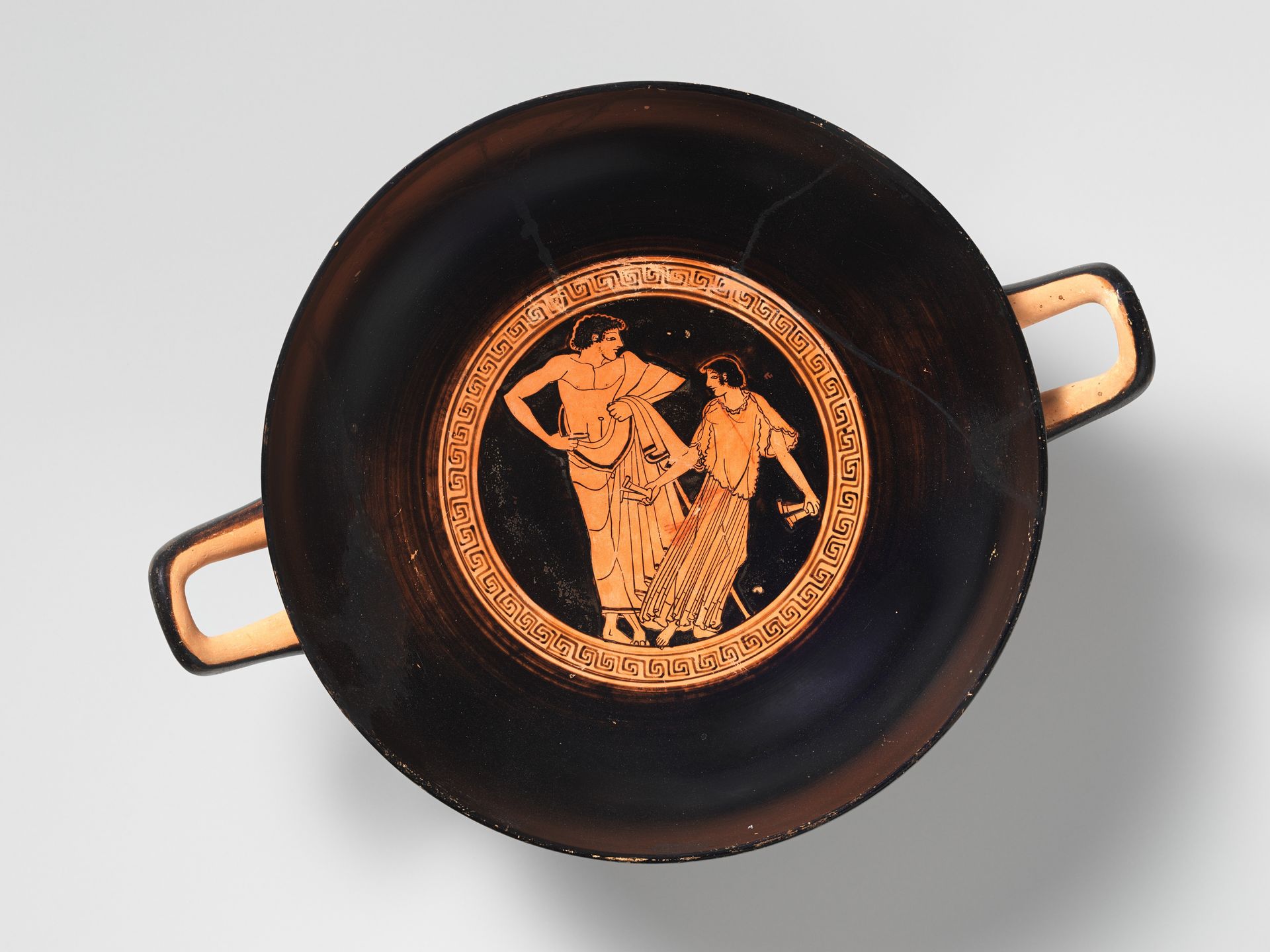 Terracotta kylix (drinking cup) by Makron