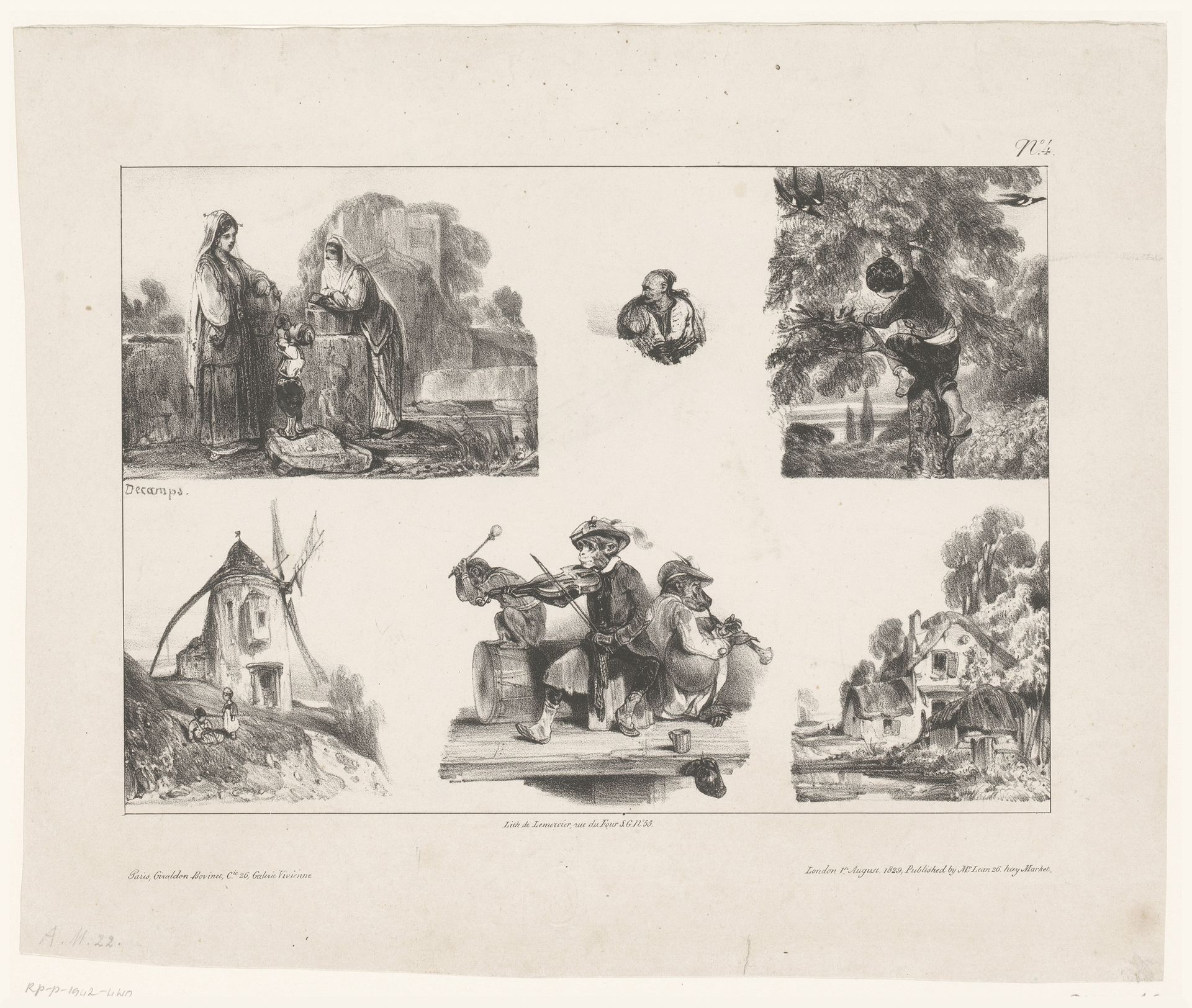 Zes voorstellingen van figuren en dieren by Alexandre-Gabriel Decamps