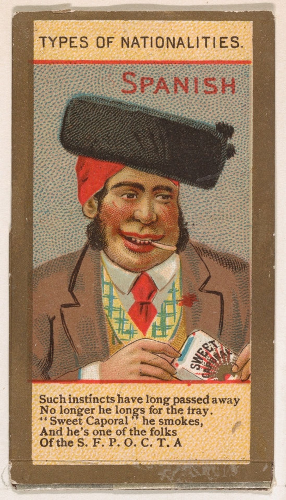 Spanish, from Types of Nationalities (N240) issued by Kinney Bros. by Kinney Brothers Tobacco Company