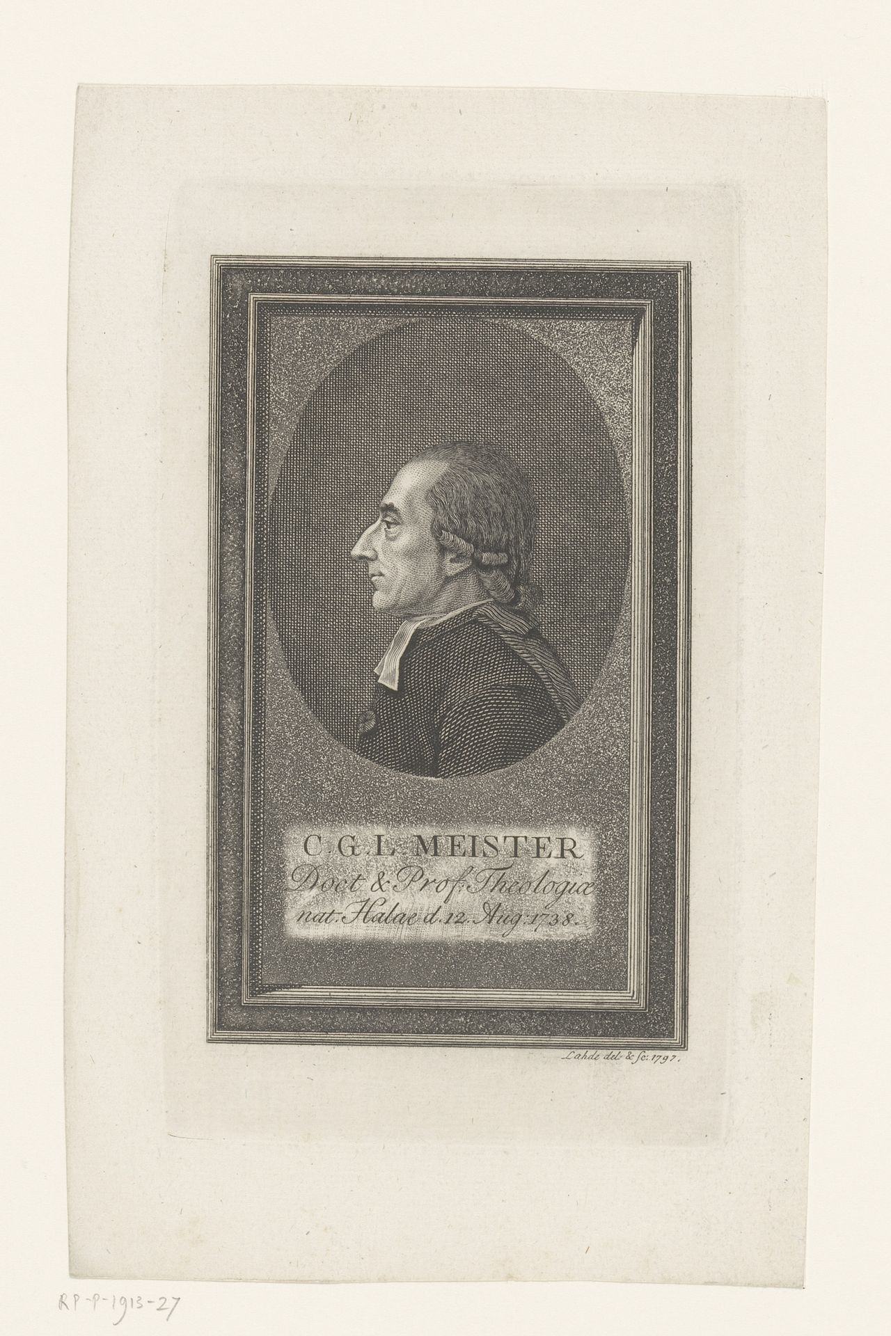 Portret van Christoph Georg Ludwig Meister by Gerhard Ludwig Lahde