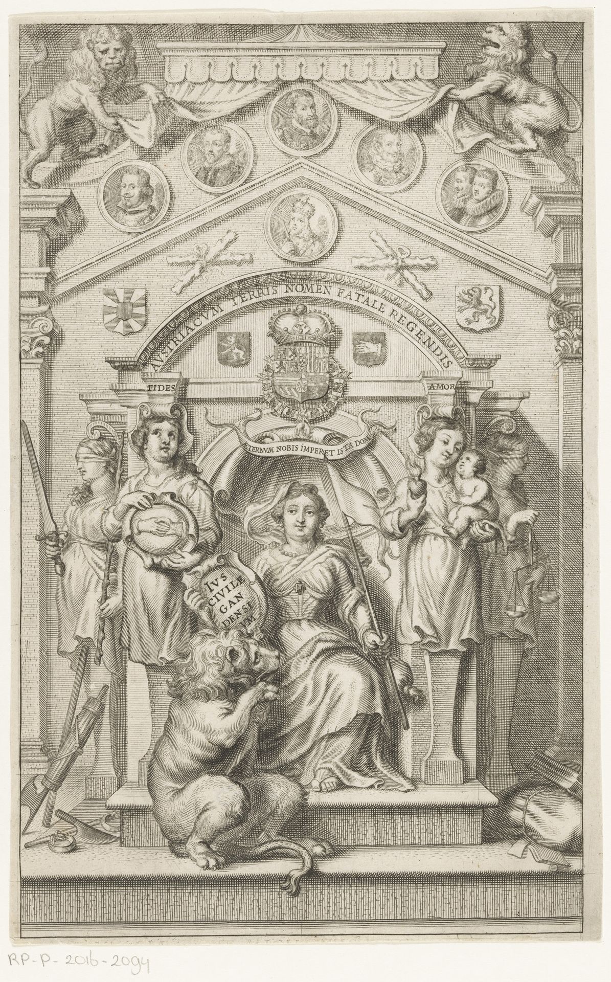 Gentse stedenmaagd en vier allegorische termen by Anonymous