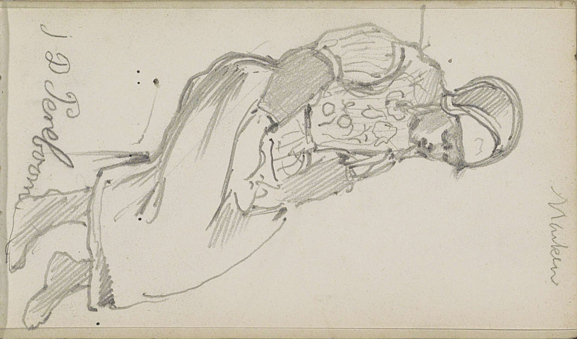 Zittend meisje, genaamd J.D. Pereboom, in Marker klederdracht by George Clausen